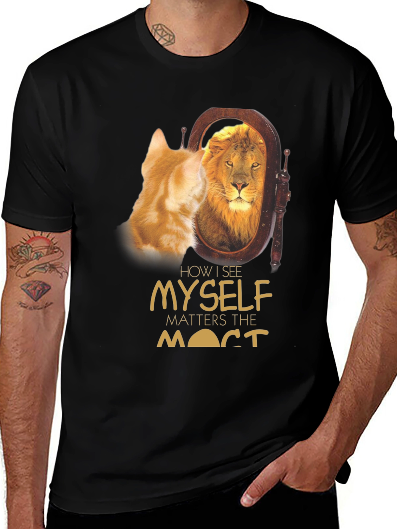 Variant 18 of Lion Reflection Graphic Tee - Motivational T-Shirt