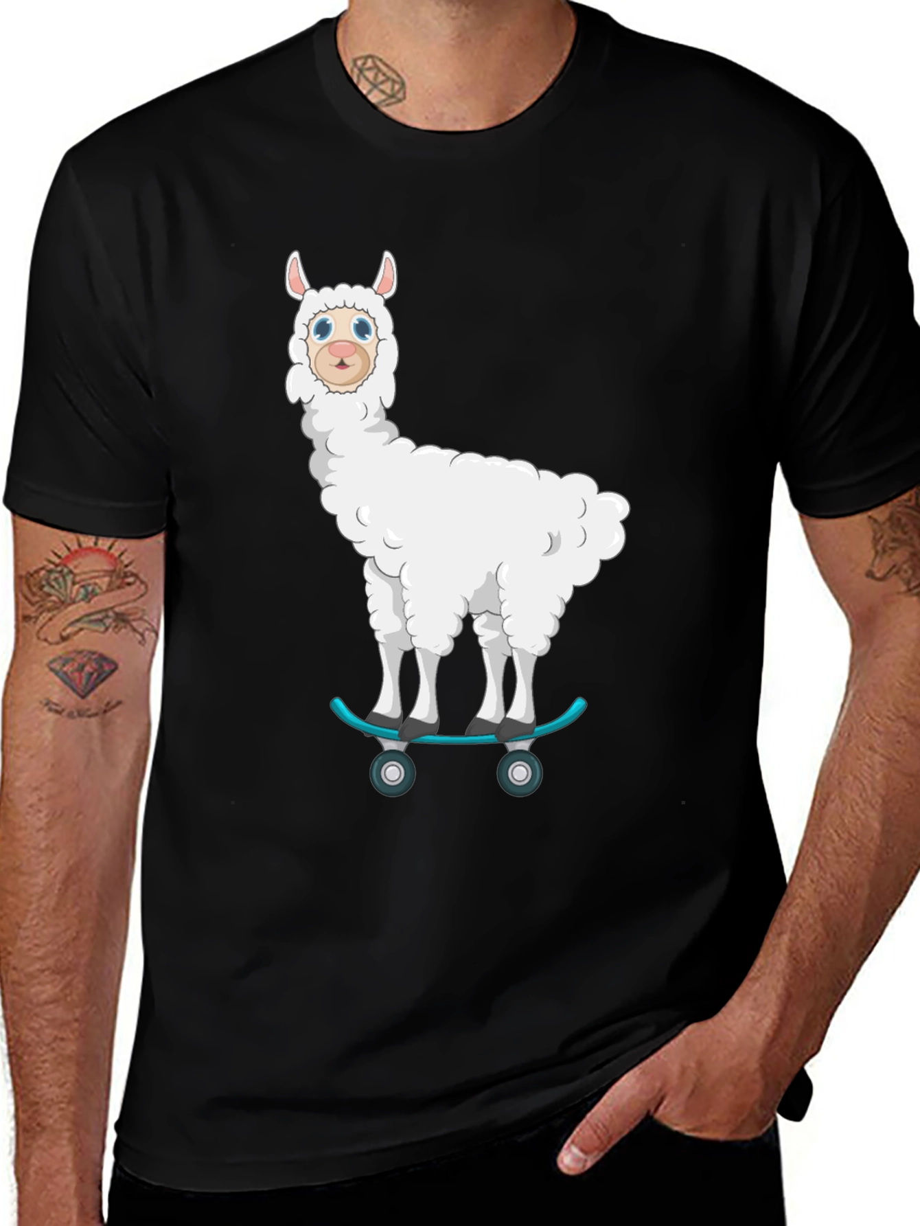 Variant 15 of Skateboarding Llama T-Shirt - Cool Graphic Tee