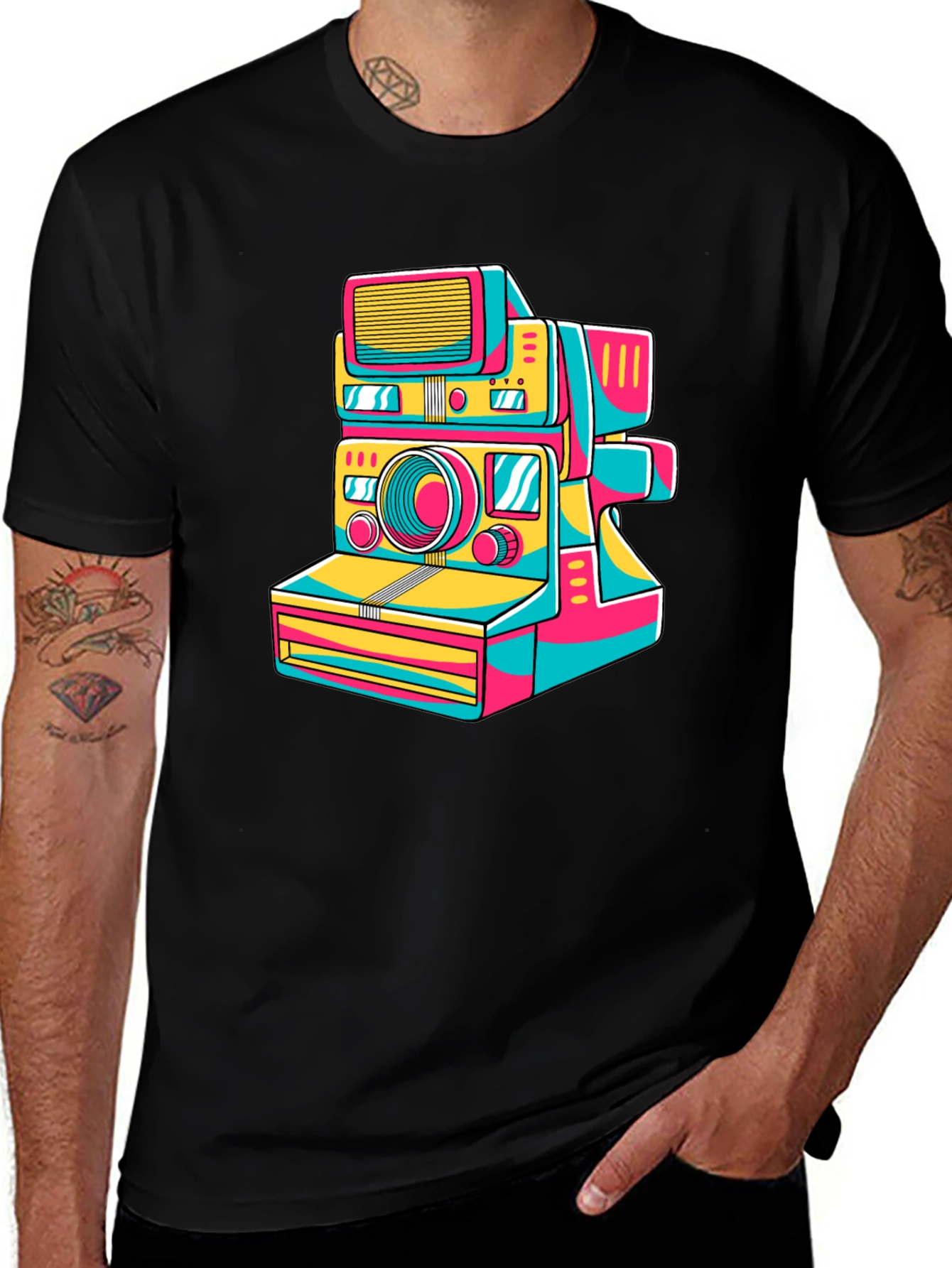Variant 23 of Retro Camera Graphic Tee - Stylish Black T-Shirt