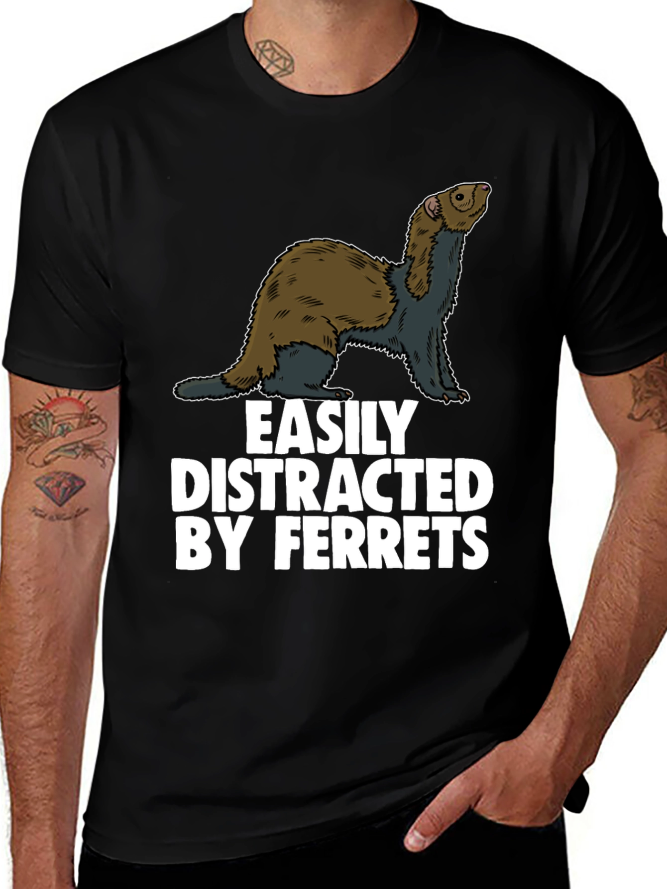 Variant 30 of Easily Distracted by Ferrets Graphic Tee
