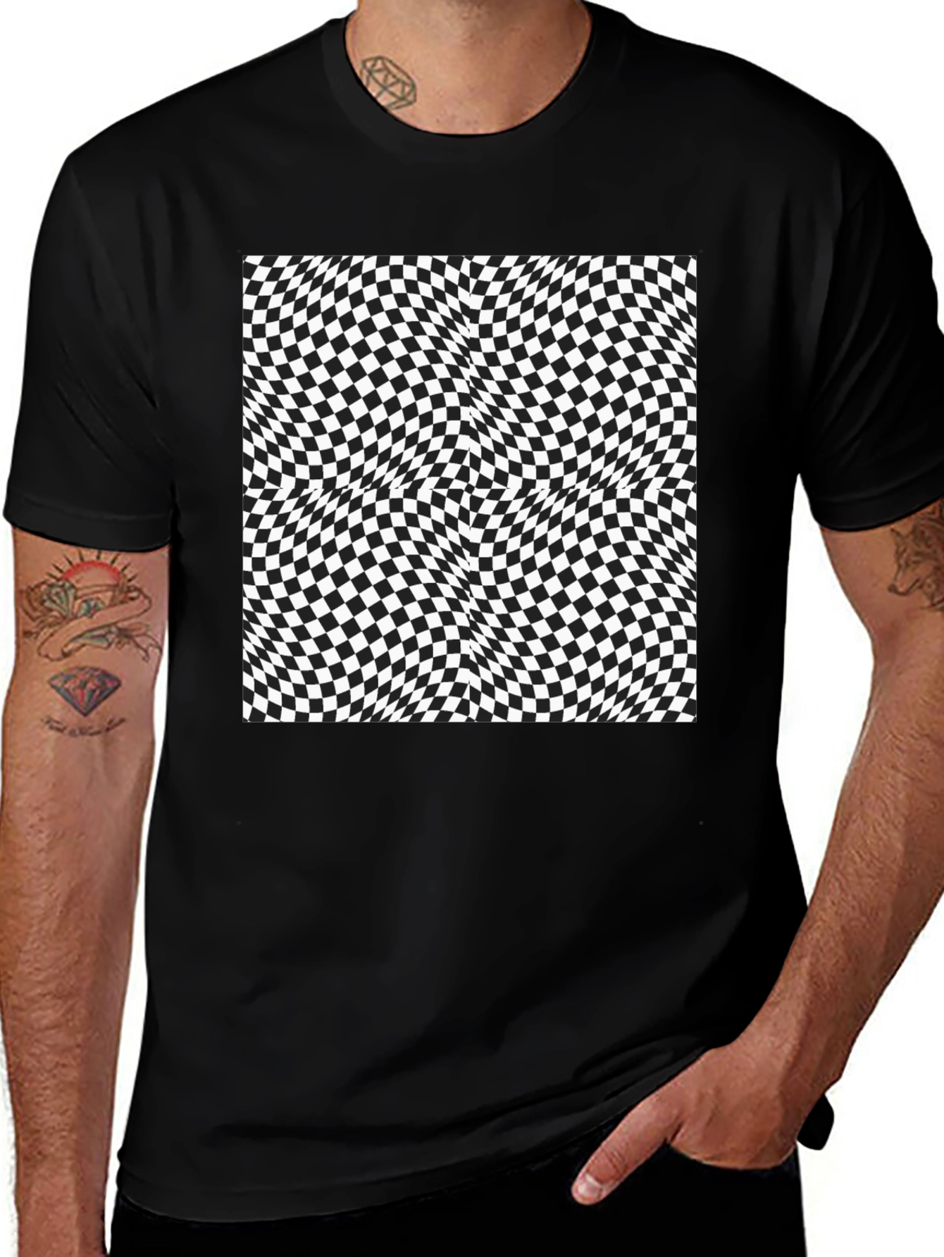Variant 9 of Optical Illusion Checkerboard Tee