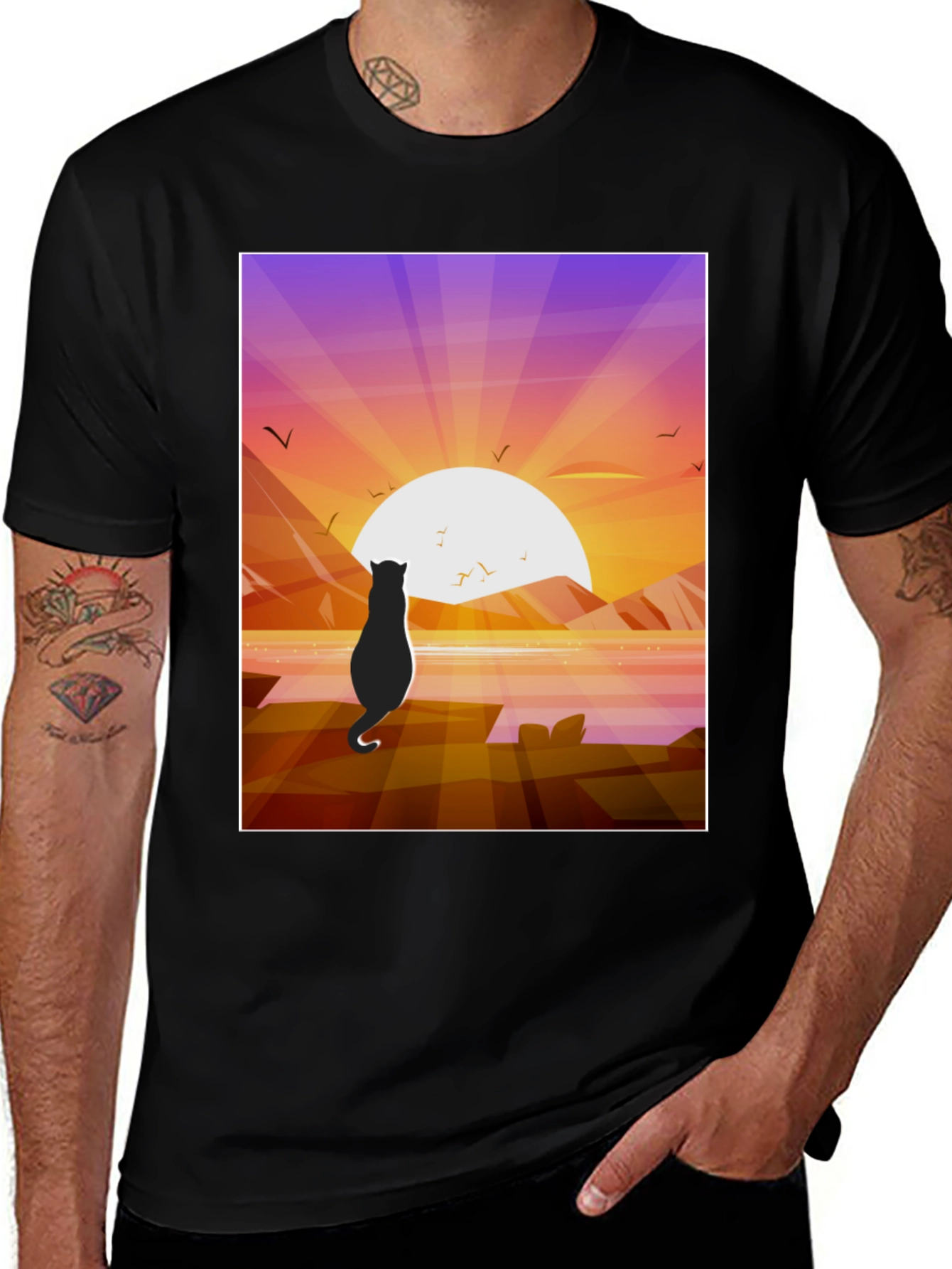 Variant 18 of Cat Silhouette Sunset T-Shirt