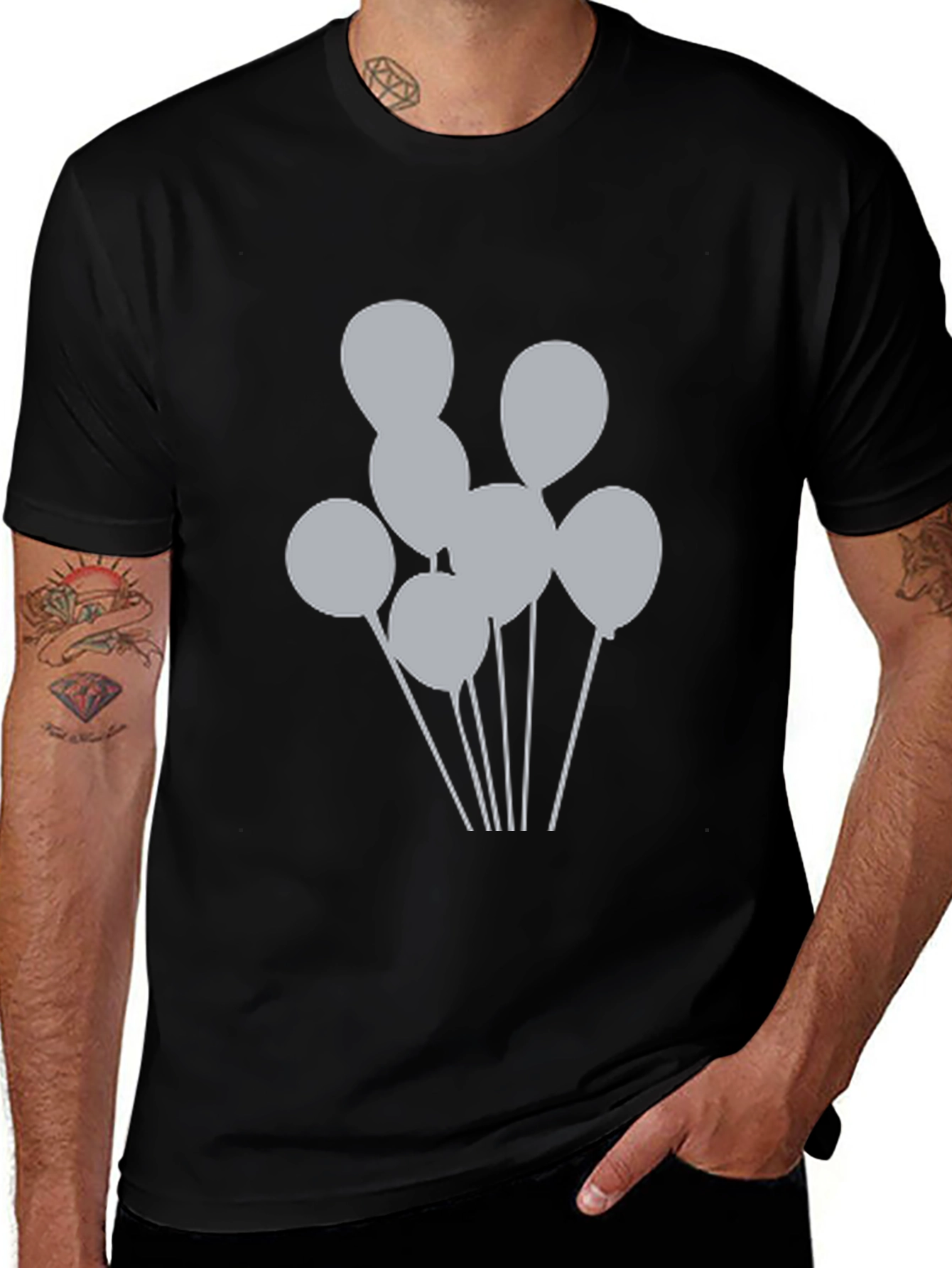 Variant 18 of Men's Black Balloons Graphic Tee
