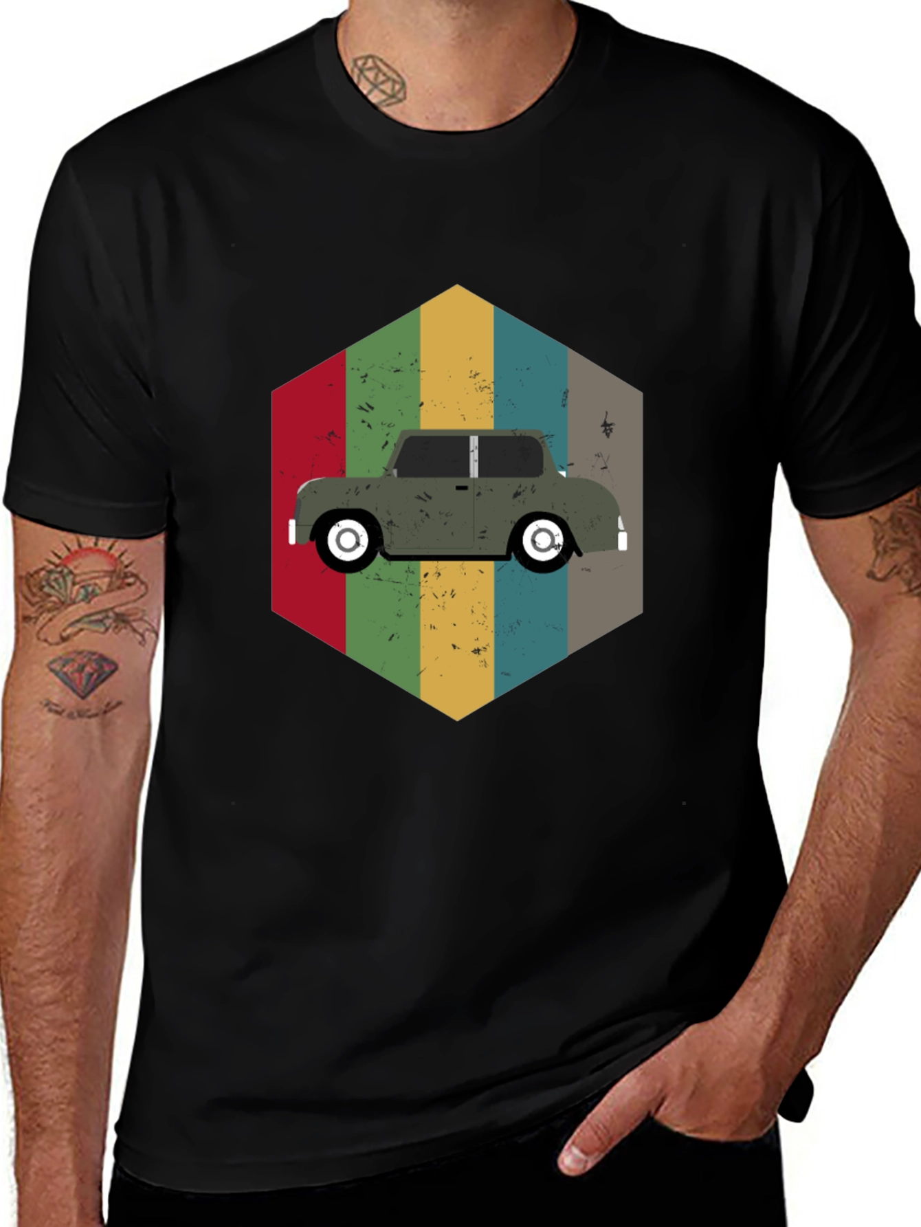 Black Vintage Car Graphic T-Shirt - Retro Style main image