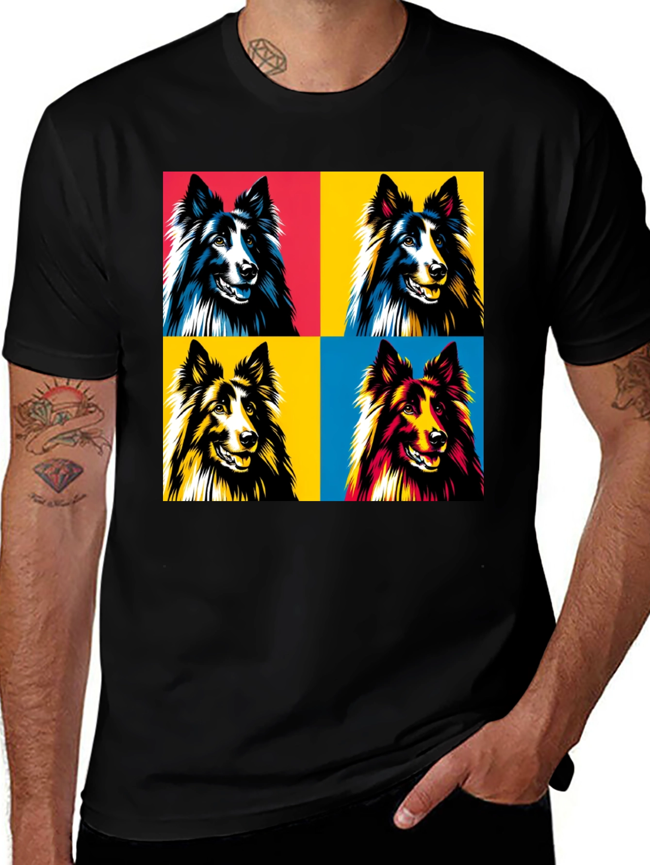 Variant 17 of Pop Art Dog T-Shirt - Collie Design