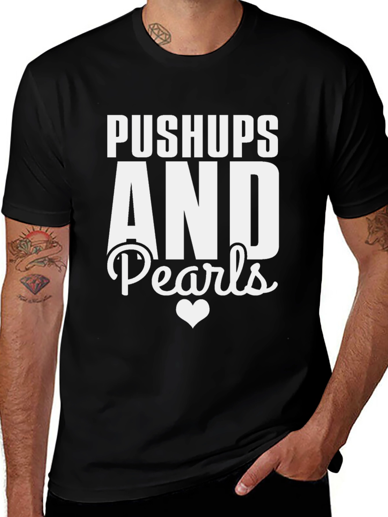 Variant 22 of Pushups and Pearls Graphic Tee - Gym Lover Shirt