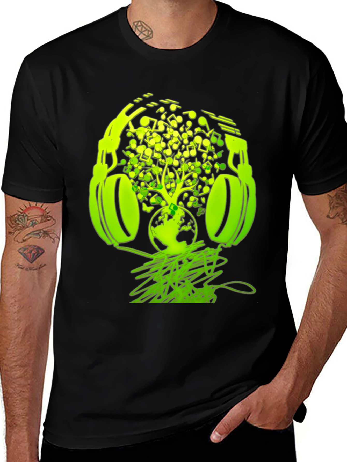 Variant 23 of Earth Beats T-Shirt: Music Headphones Graphic Tee