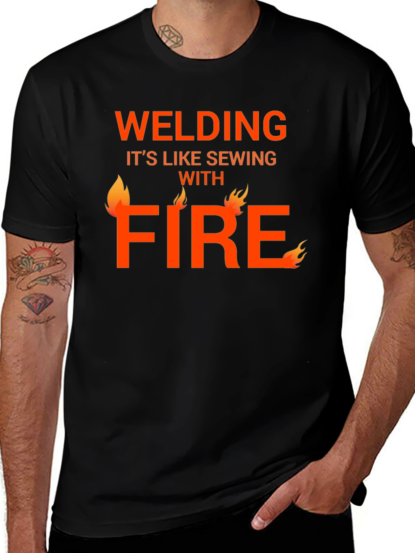 Variant 8 of Welding Like Sewing with Fire T-Shirt
