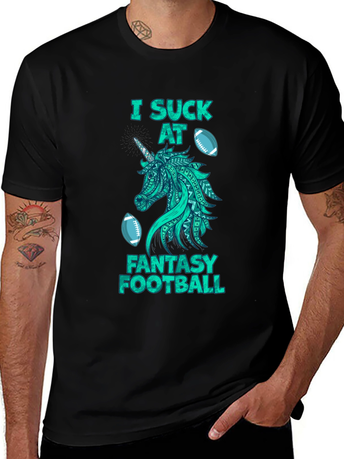 Fantasy Football Unicorn Graphic T-Shirt