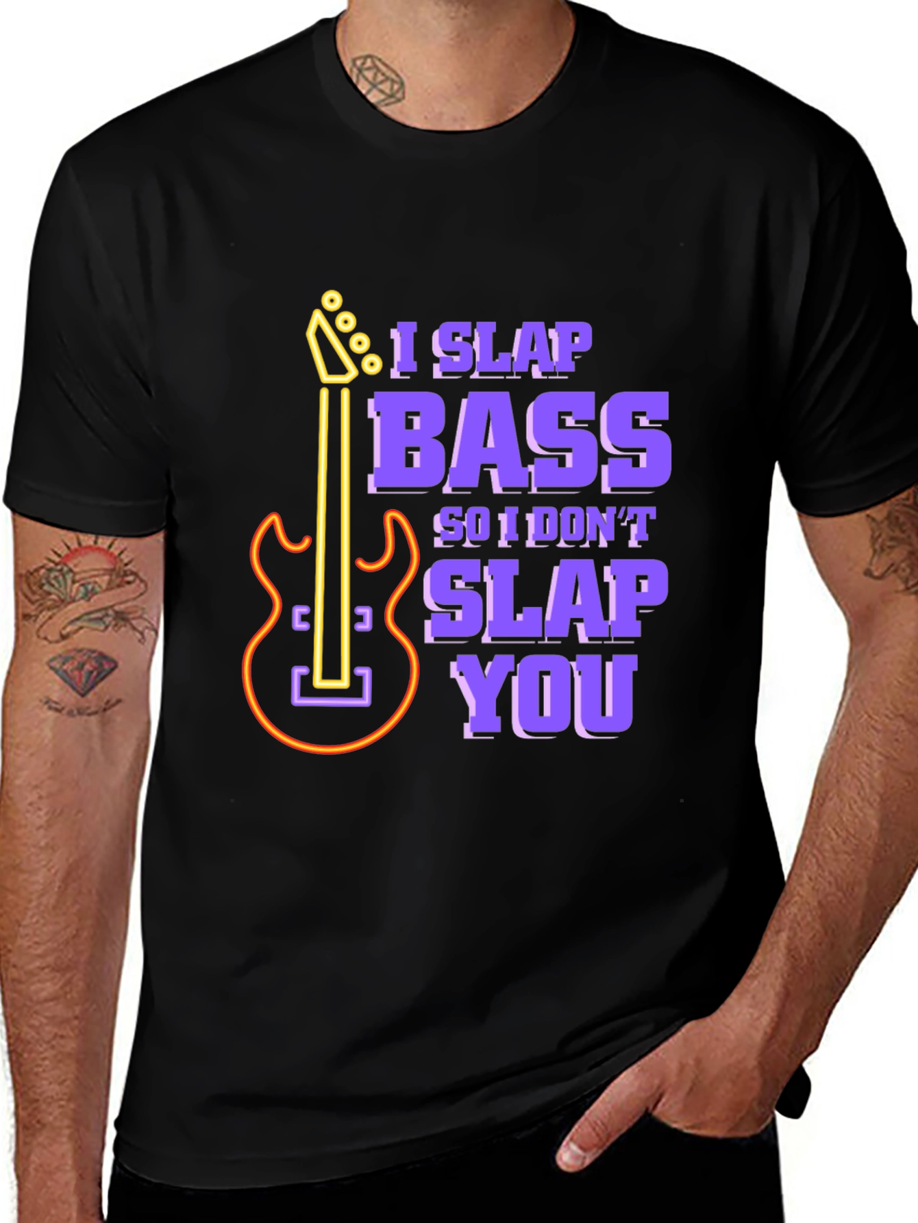Variant 6 of I Slap Bass Funny Musician T-Shirt
