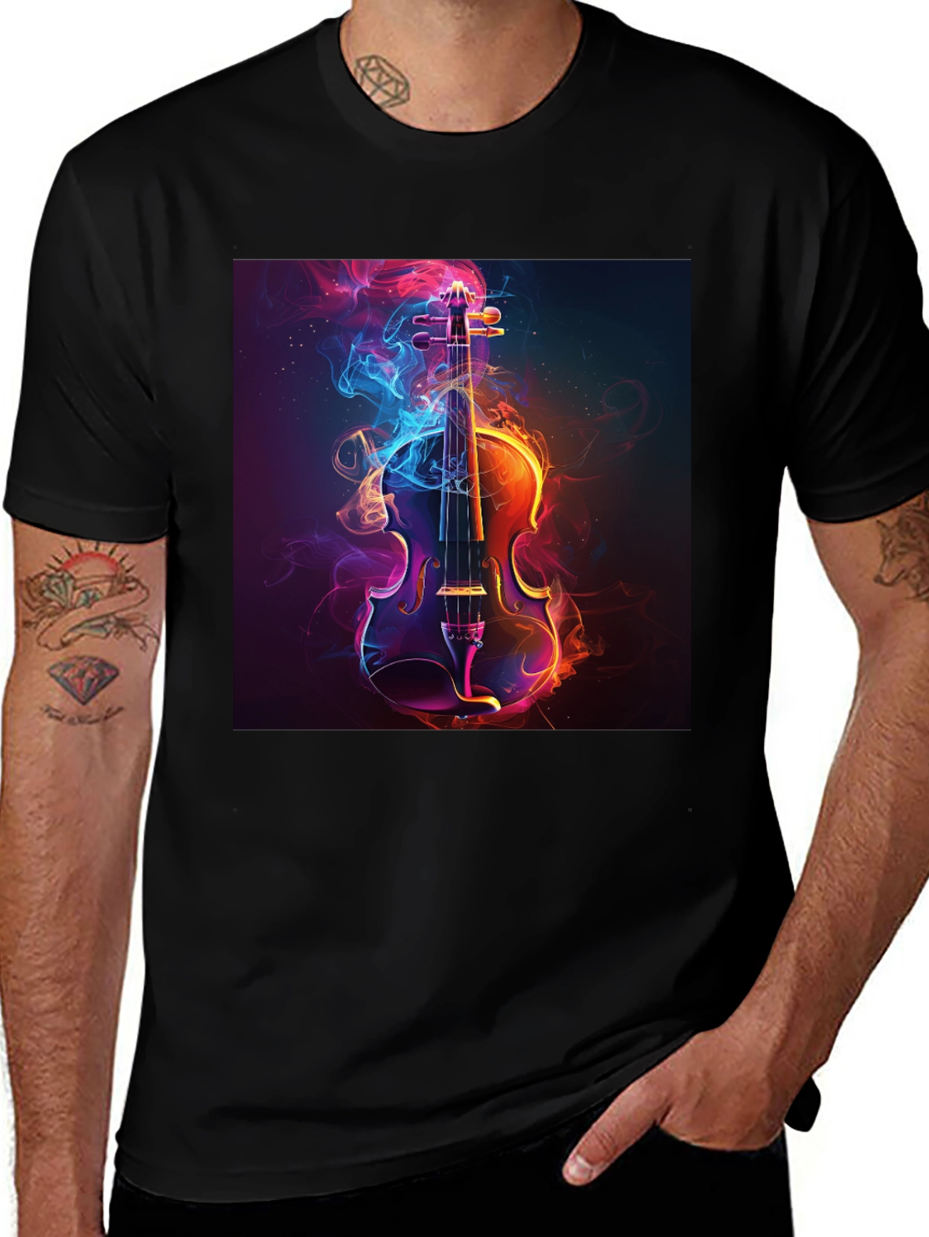 Variant 18 of Violin Smoke Art Graphic Tee - Unisex