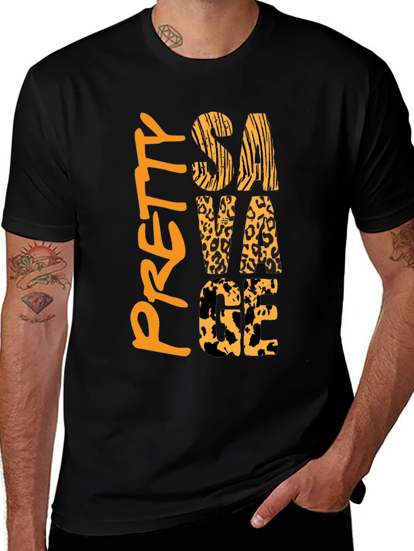 Variant 12 of Pretty Savage Graphic Print Men's Black T-Shirt