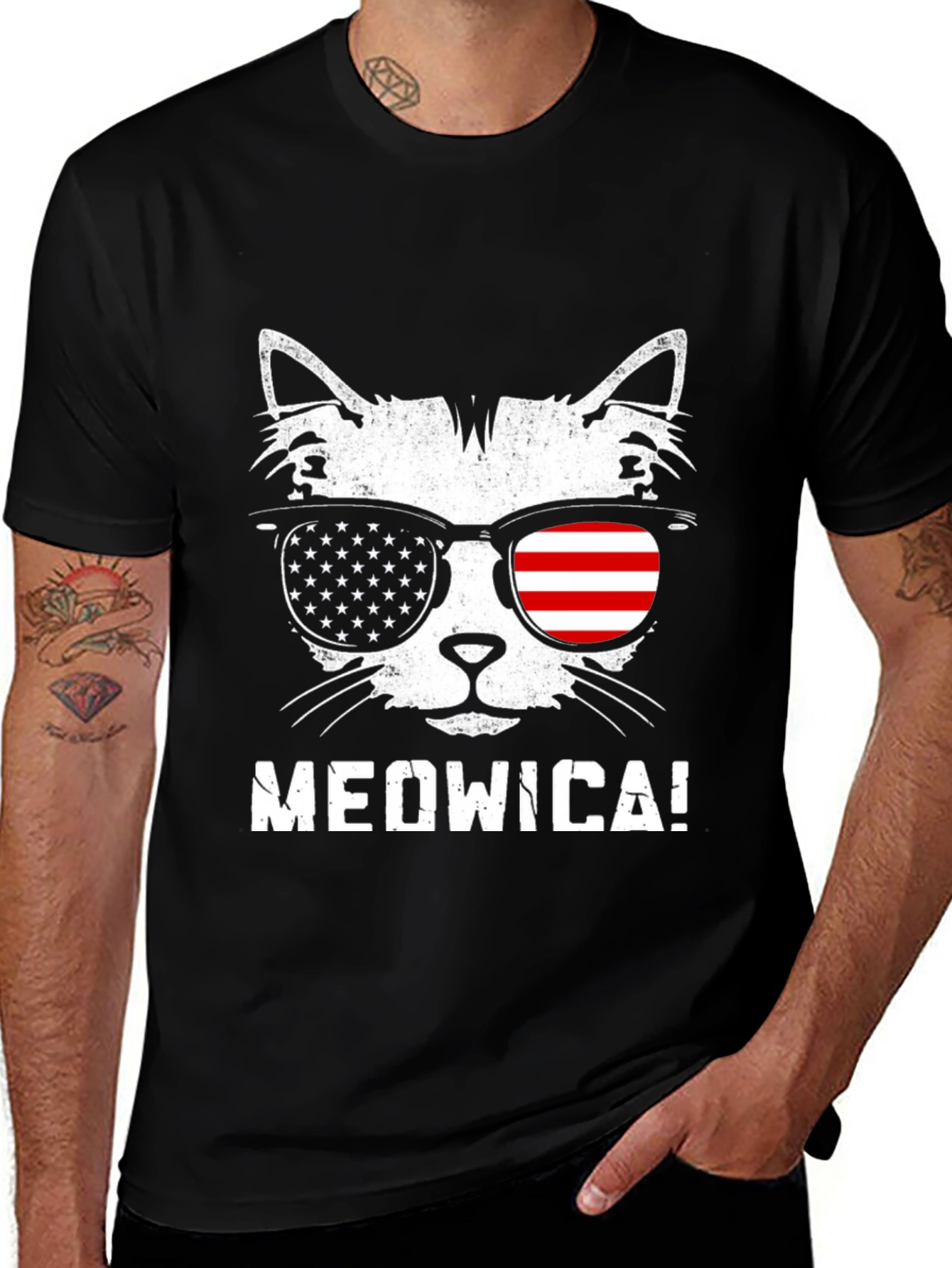 Variant 13 of Meowica Patriotic Cat T-Shirt