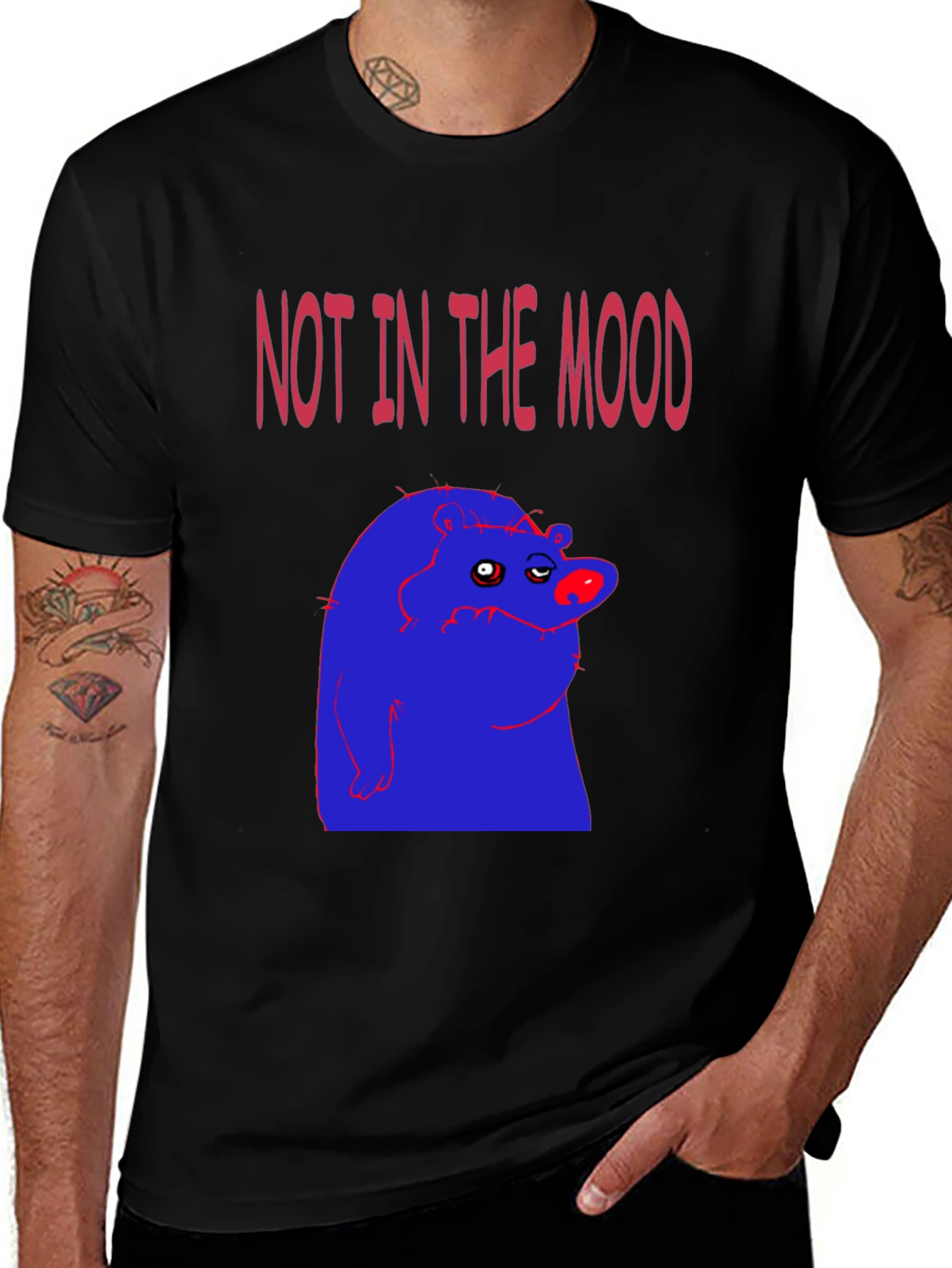 Variant 13 of Not in the Mood Graphic Tee - Black Cotton T-Shirt