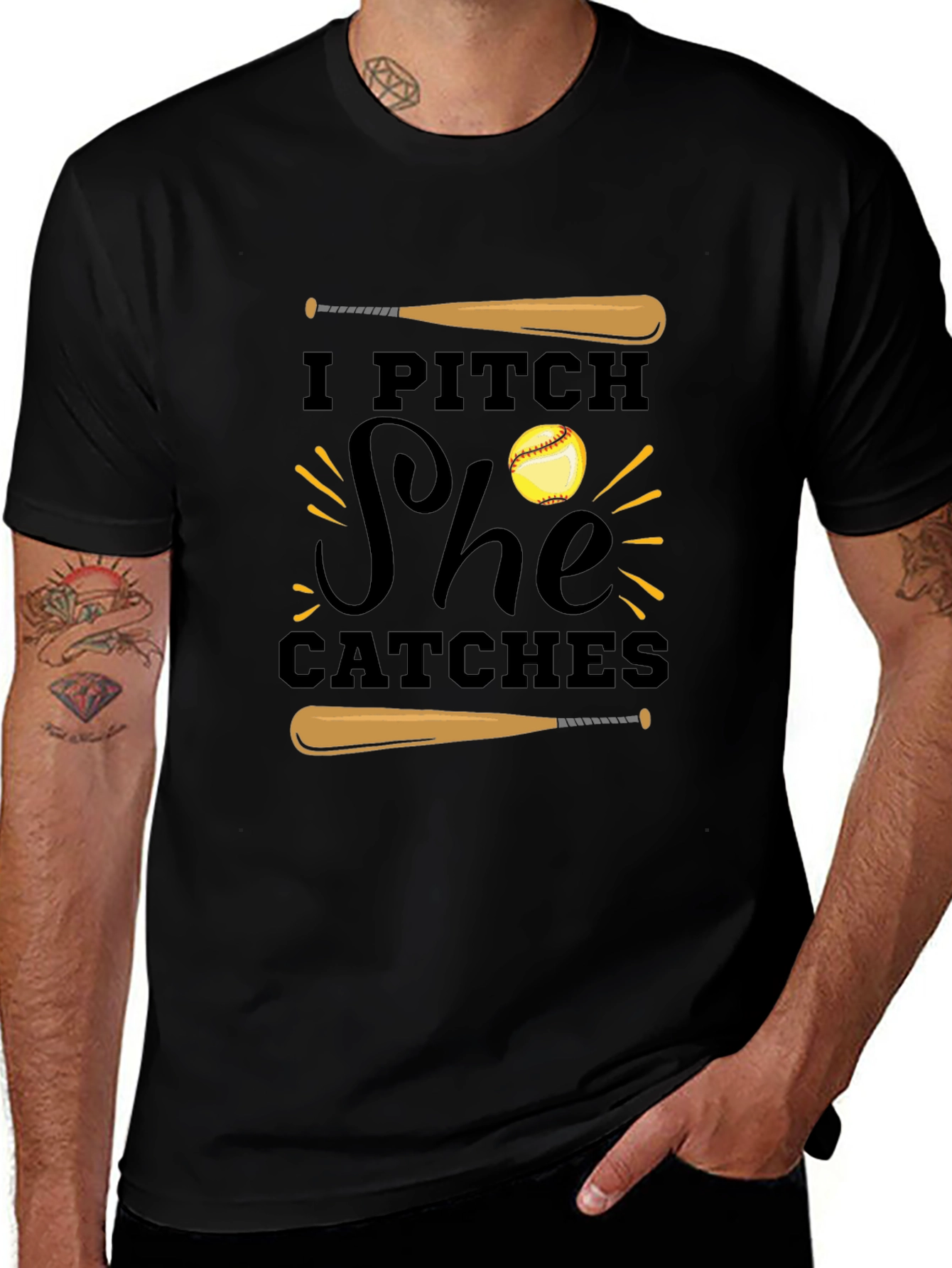 I Pitch She Catches Graphic T-Shirt