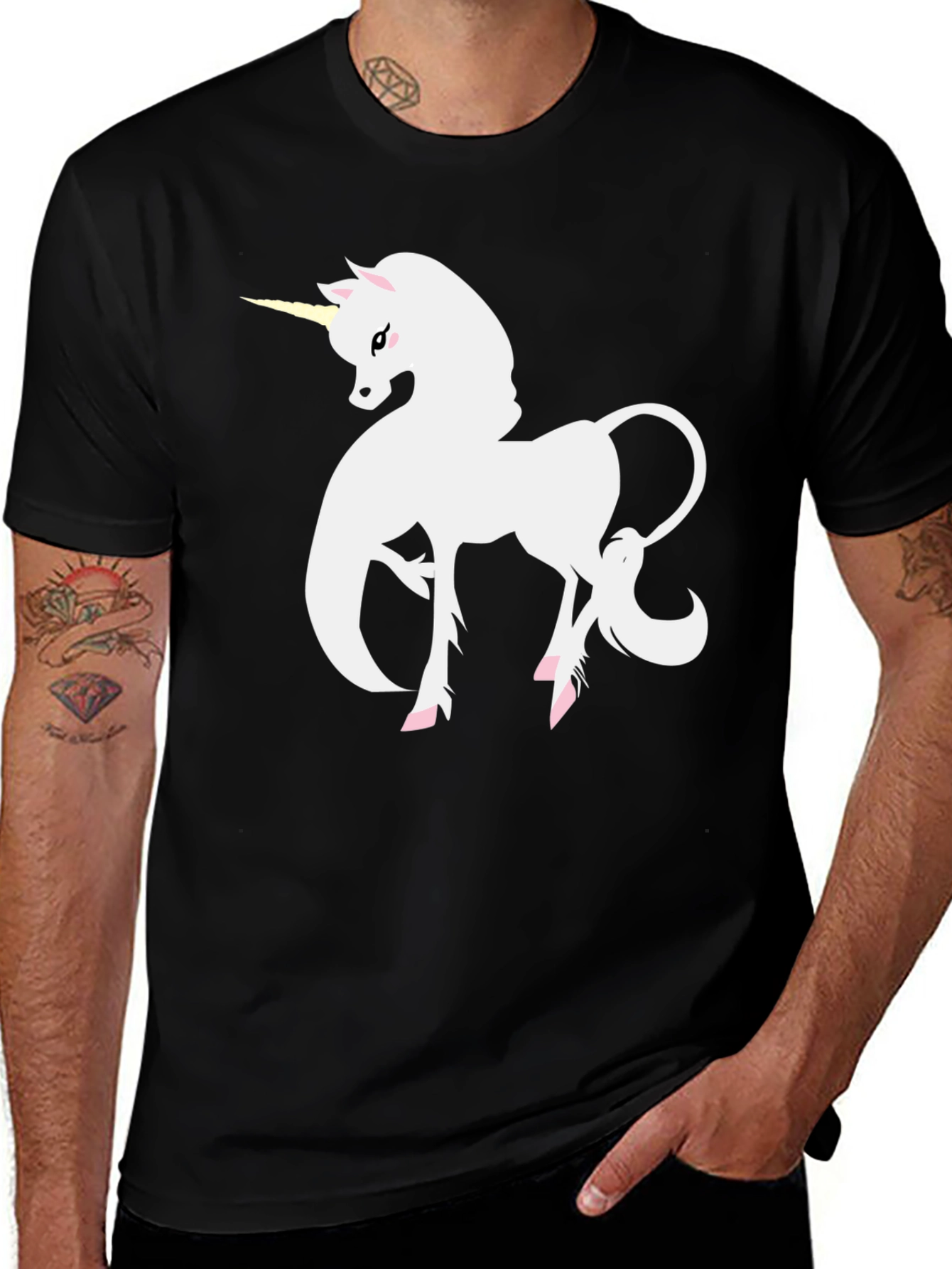 Variant 30 of Unicorn Graphic Tee - Black Cotton Blend