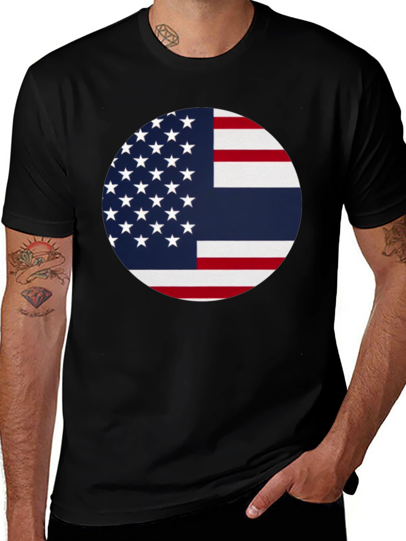 Variant 11 of USA & Thailand Flag Graphic Tee - Stylish Fusion T-Shirt