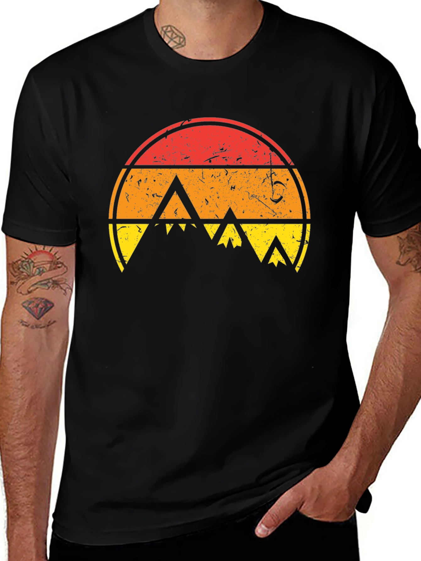 Variant 3 of Retro Sunset Mountain Graphic Tee