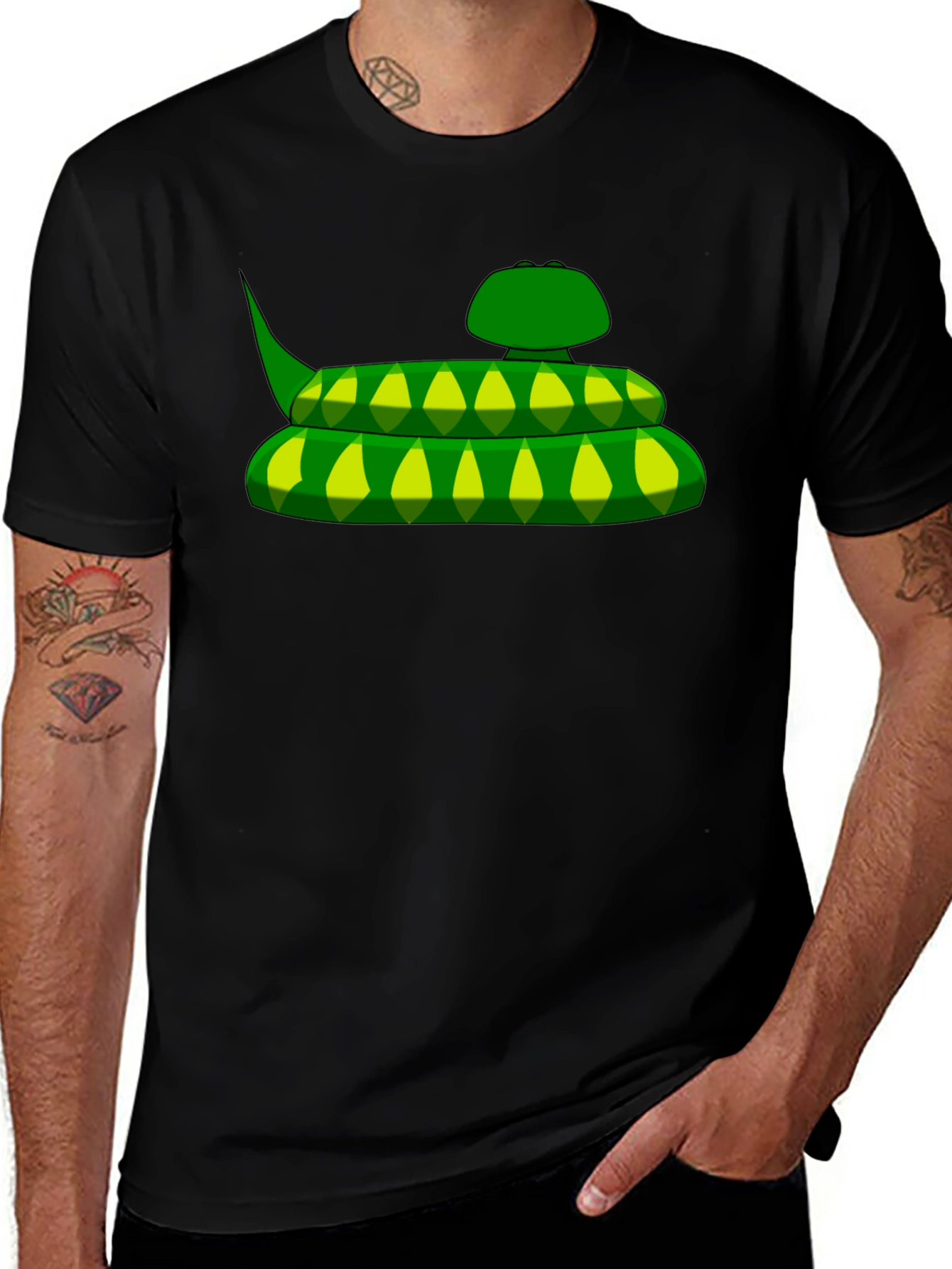 Variant 18 of Green Snake Graphic Black T-Shirt