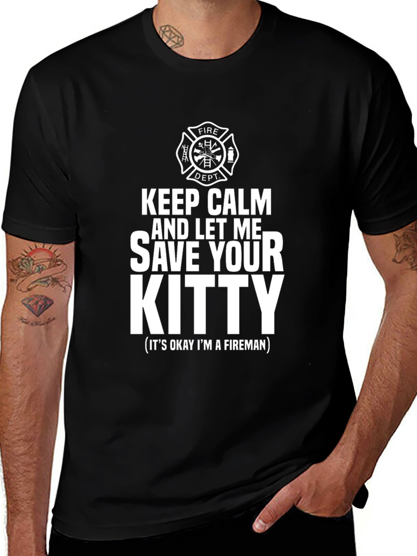 Variant 25 of Funny Fireman T-Shirt: Keep Calm & Save Your Kitty