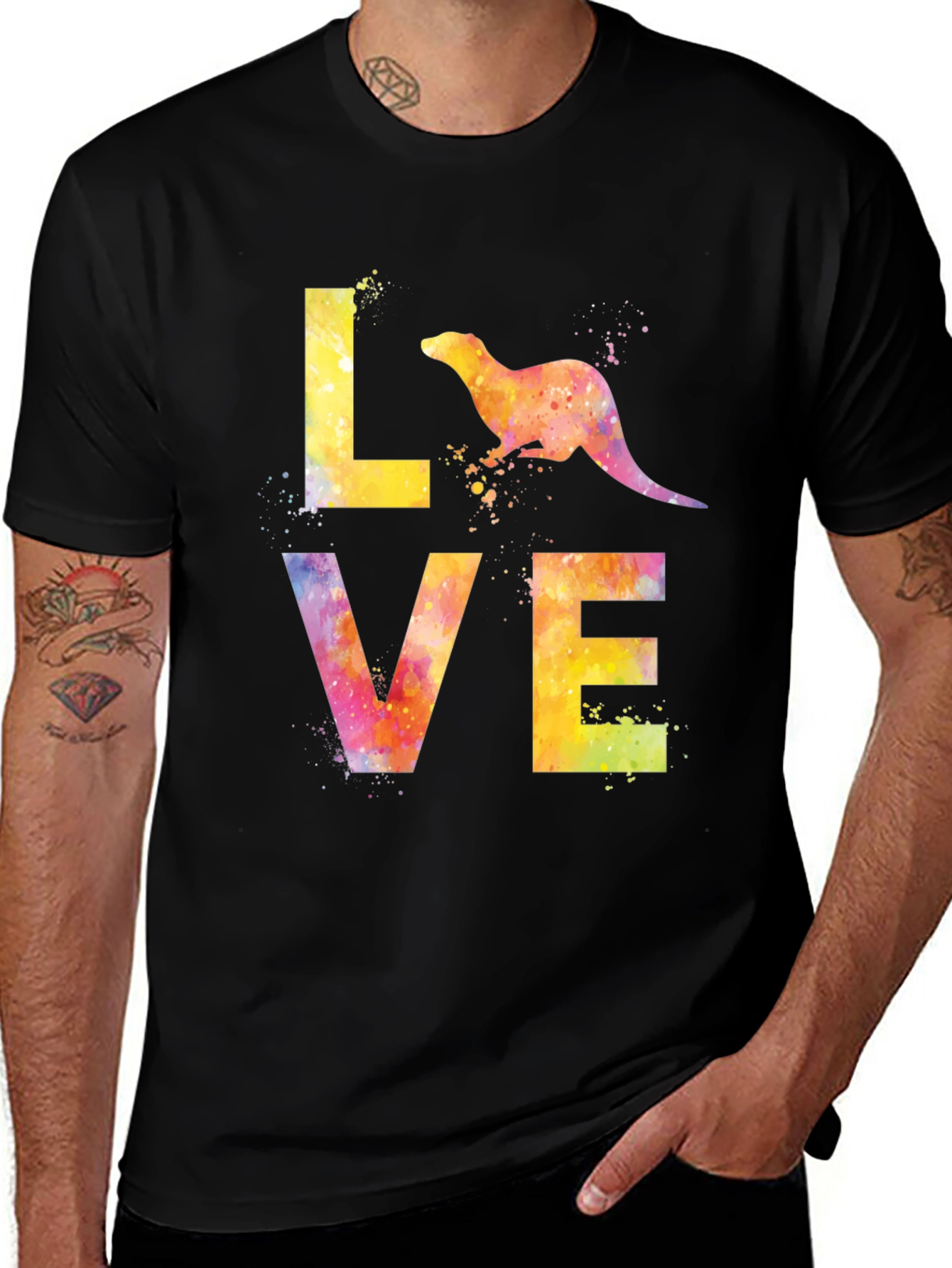 Variant 13 of Watercolor Otter Love Graphic T-Shirt