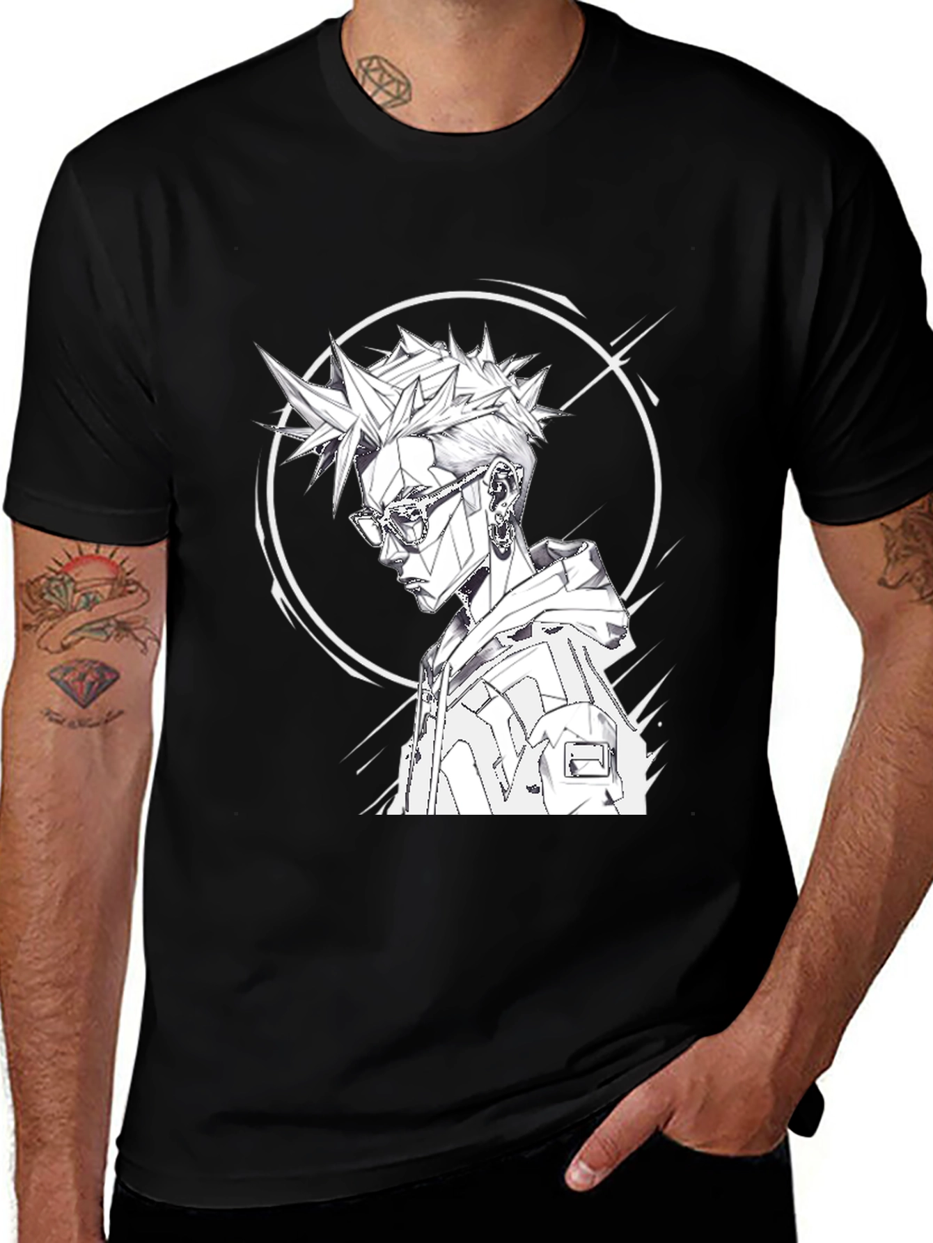 Variant 12 of Edgy Anime Style Graphic Tee - Black