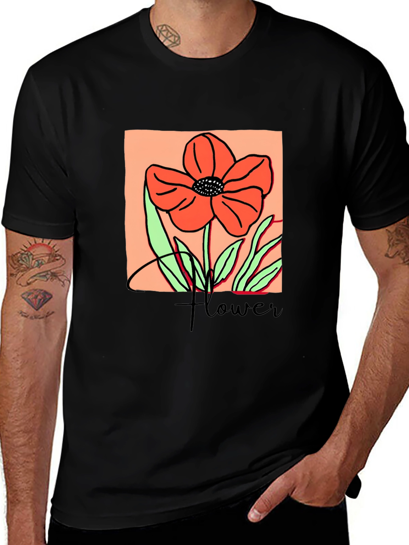 Variant 13 of Floral Graphic T-Shirt - Artistic Flower Design