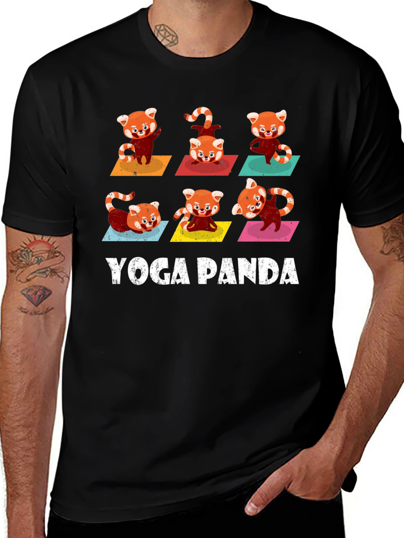 Variant 29 of Yoga Panda Graphic T-Shirt - Men's Black Tee