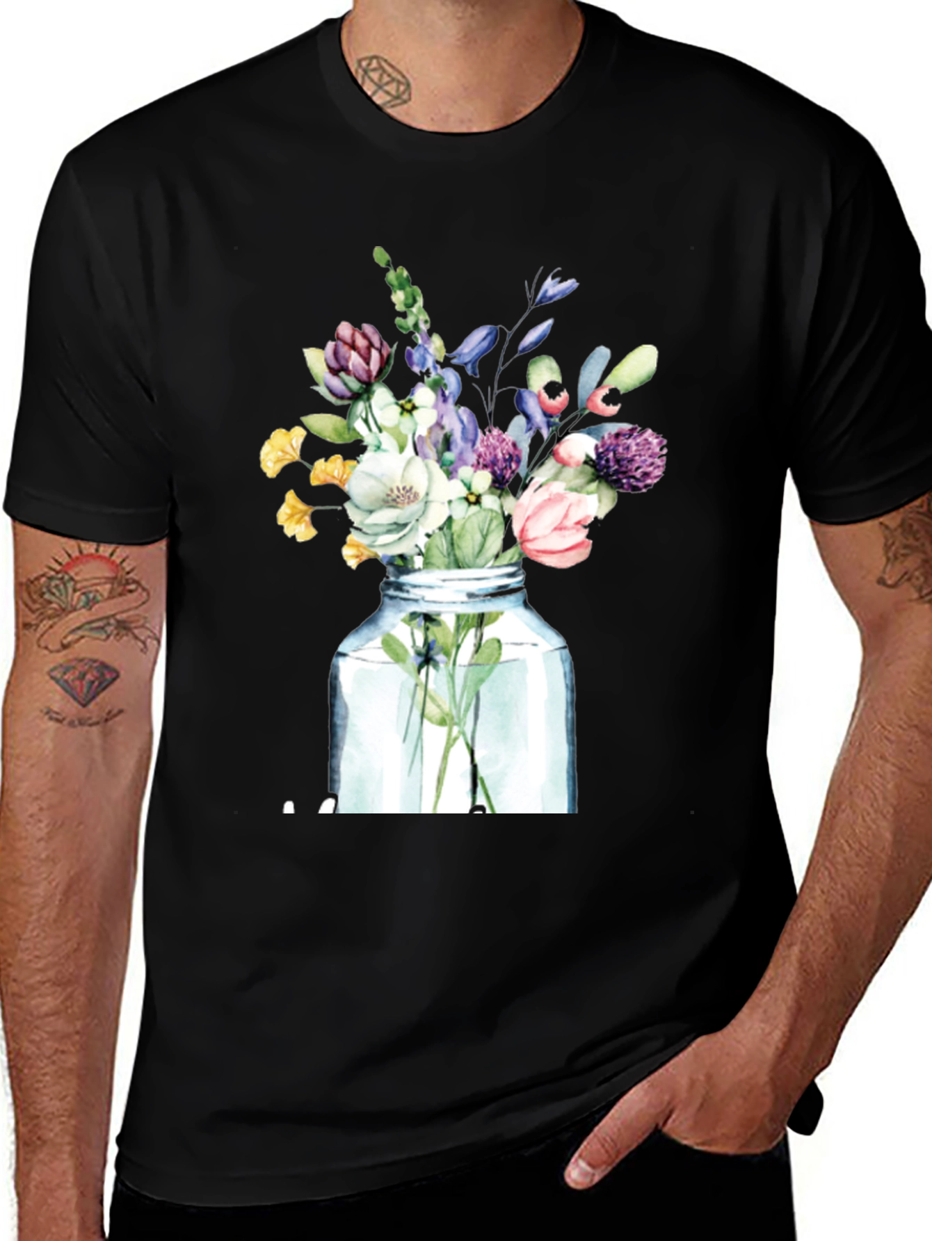Variant 19 of Floral Bouquet T-Shirt - Jar of Flowers Graphic Tee