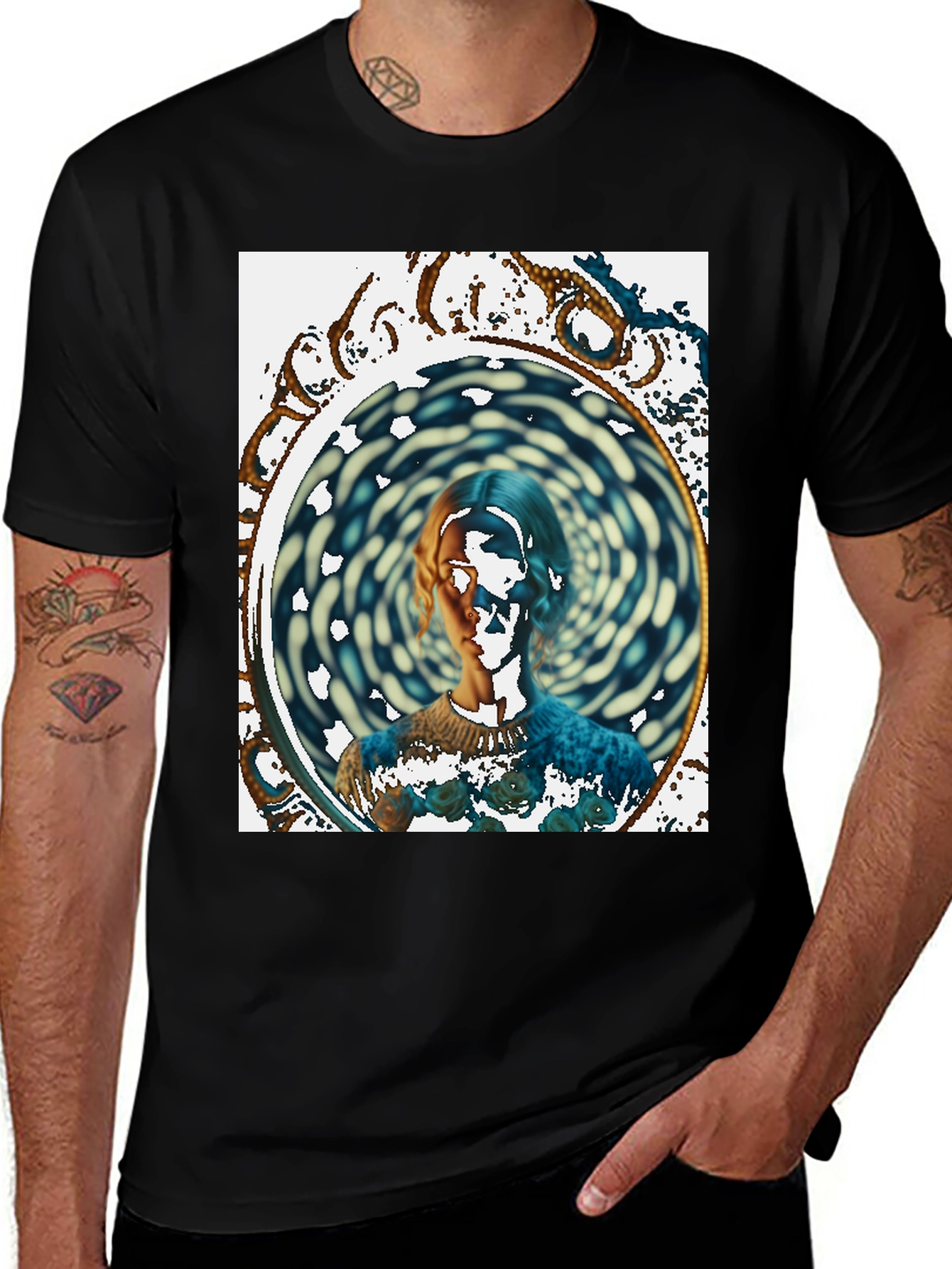 Variant 17 of Artistic Vortex Portrait Graphic T-Shirt
