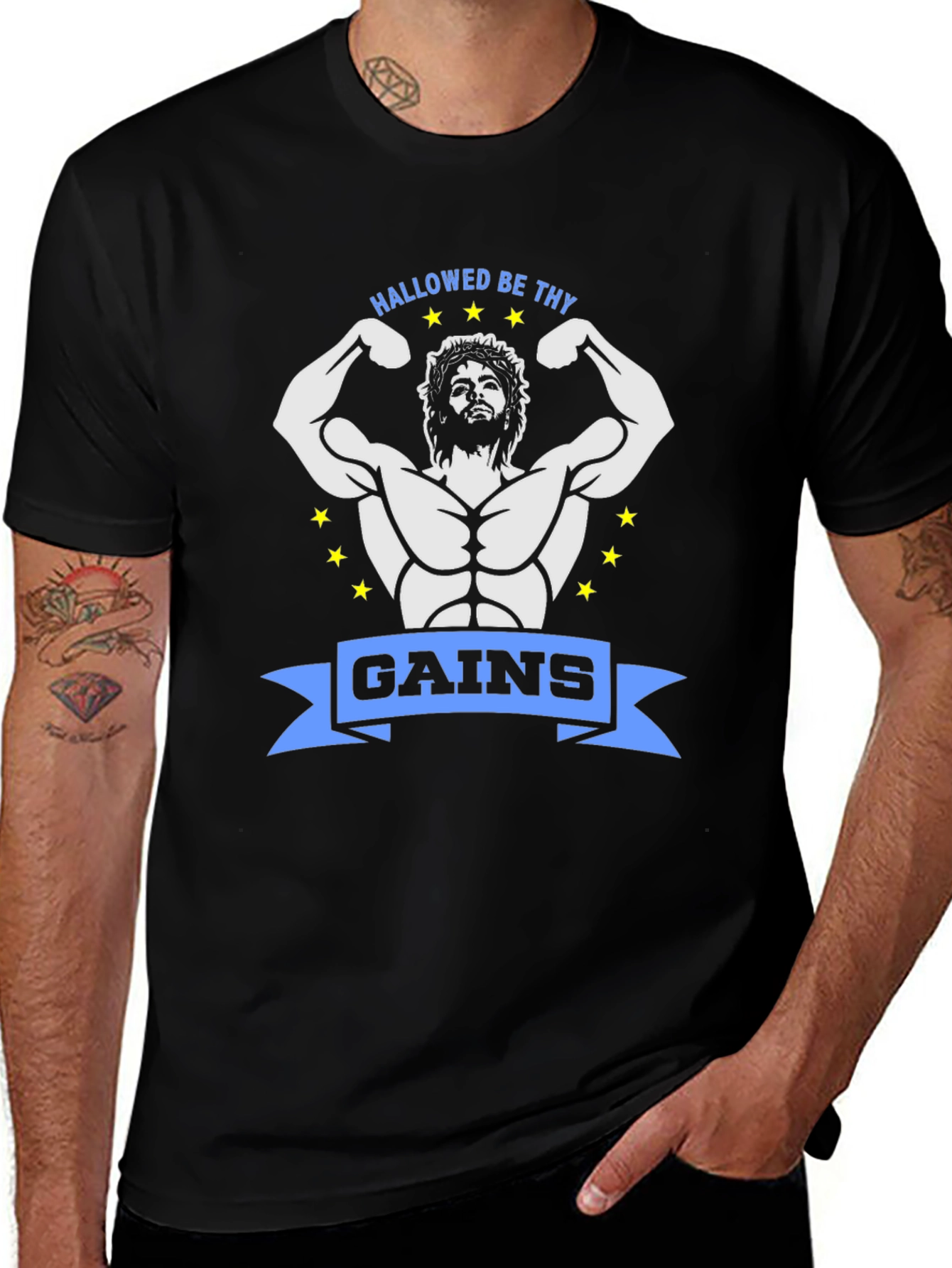 Variant 5 of Hallowed Be Thy Gains Graphic Tee - Black