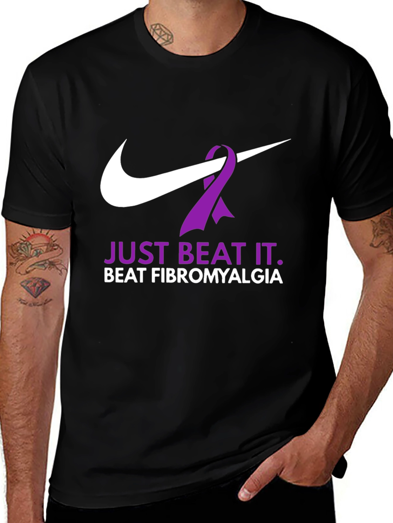 Variant 18 of Just Beat It Fibromyalgia Awareness T-Shirt