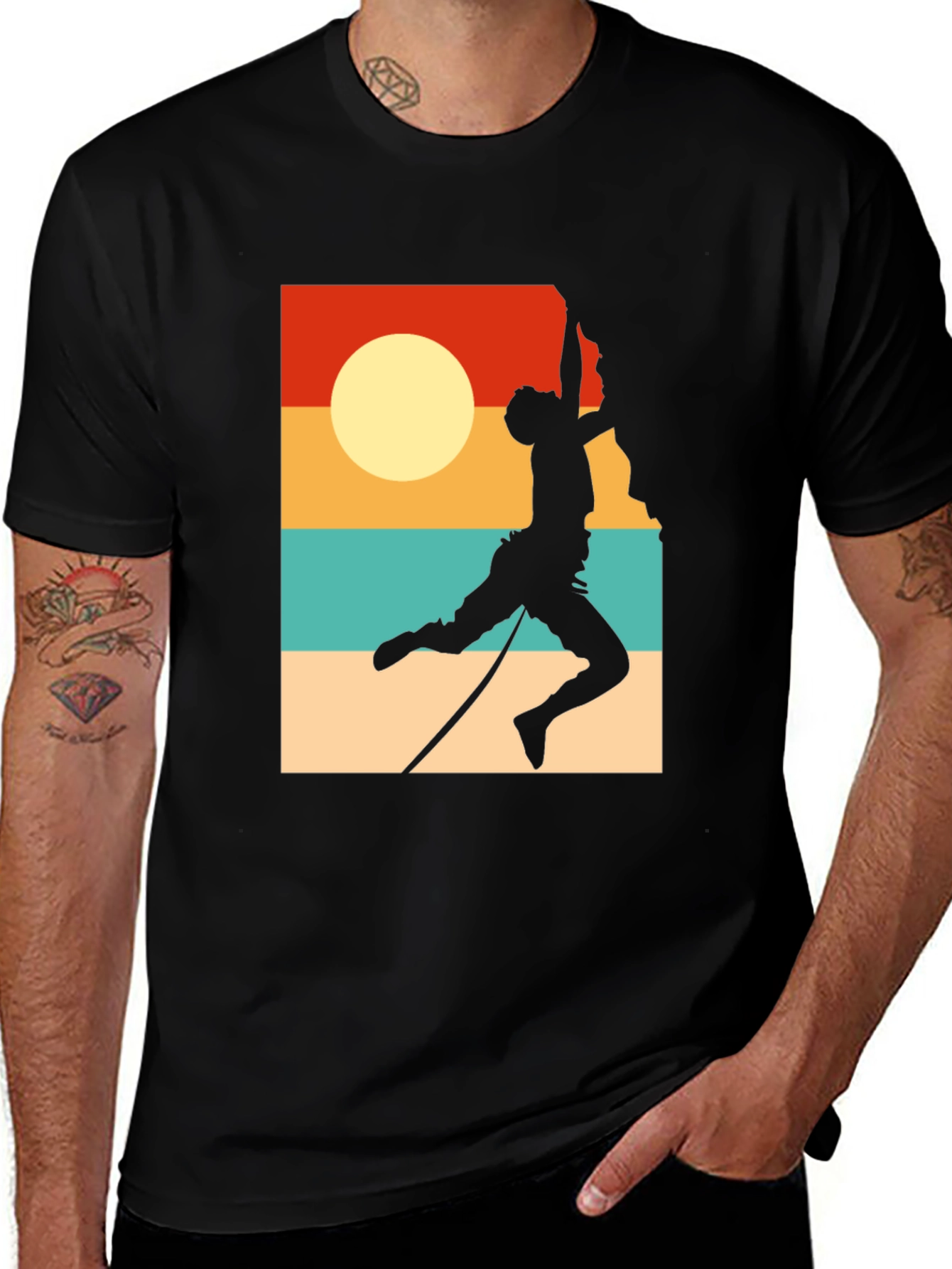 Variant 28 of Rock Climbing Retro Sunset Graphic Tee