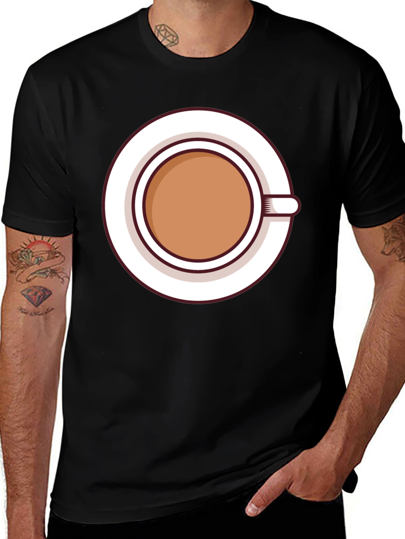 Variant 14 of Coffee Cup Graphic Tee - Casual Black T-Shirt