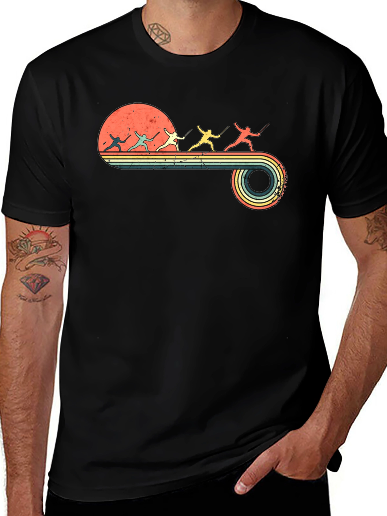 Variant 16 of Fencing Retro Sunset T-Shirt