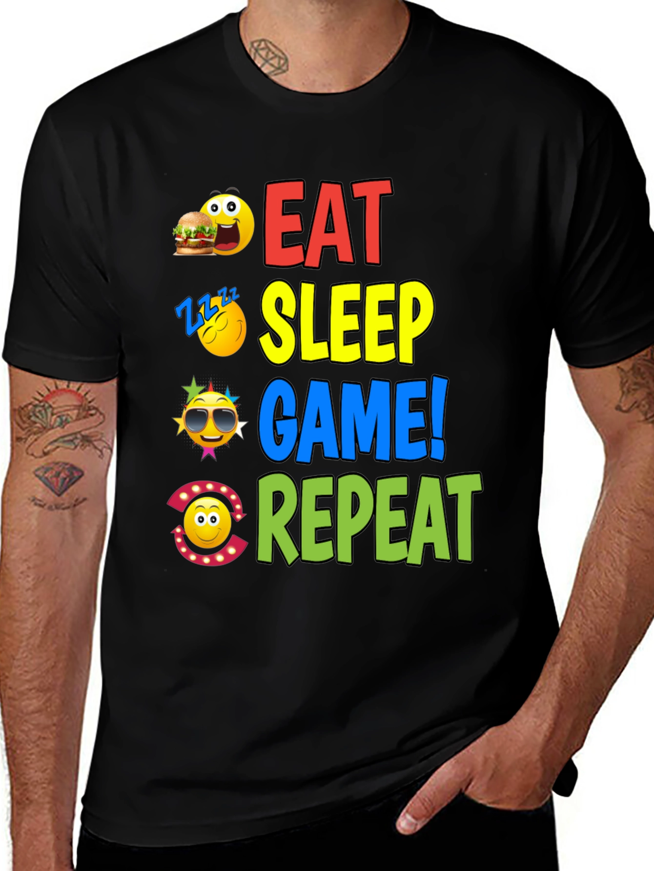 Variant 2 of Eat Sleep Game Repeat Graphic T-Shirt