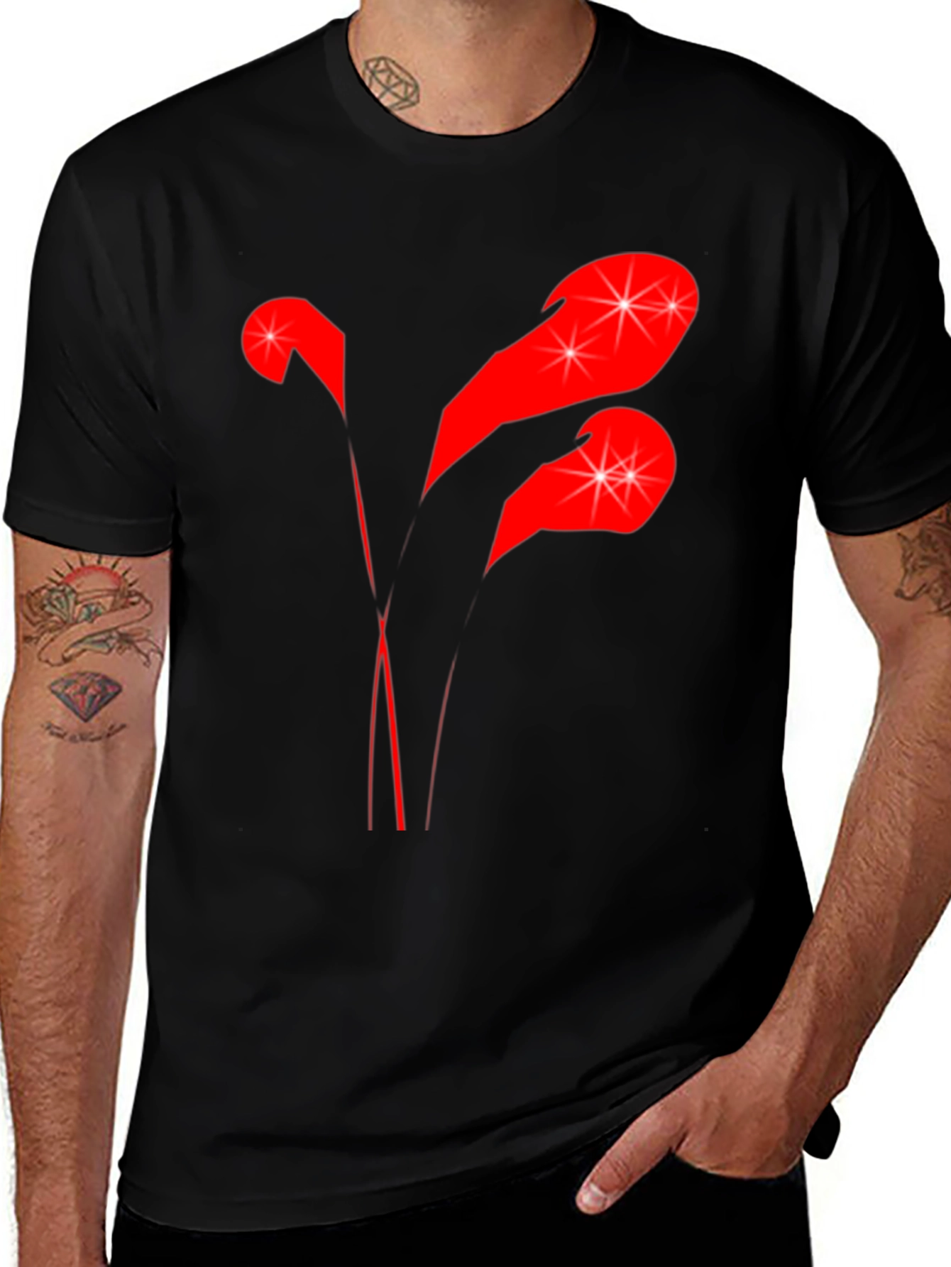 Variant 22 of Stylish Black T-Shirt with Abstract Red Graphic