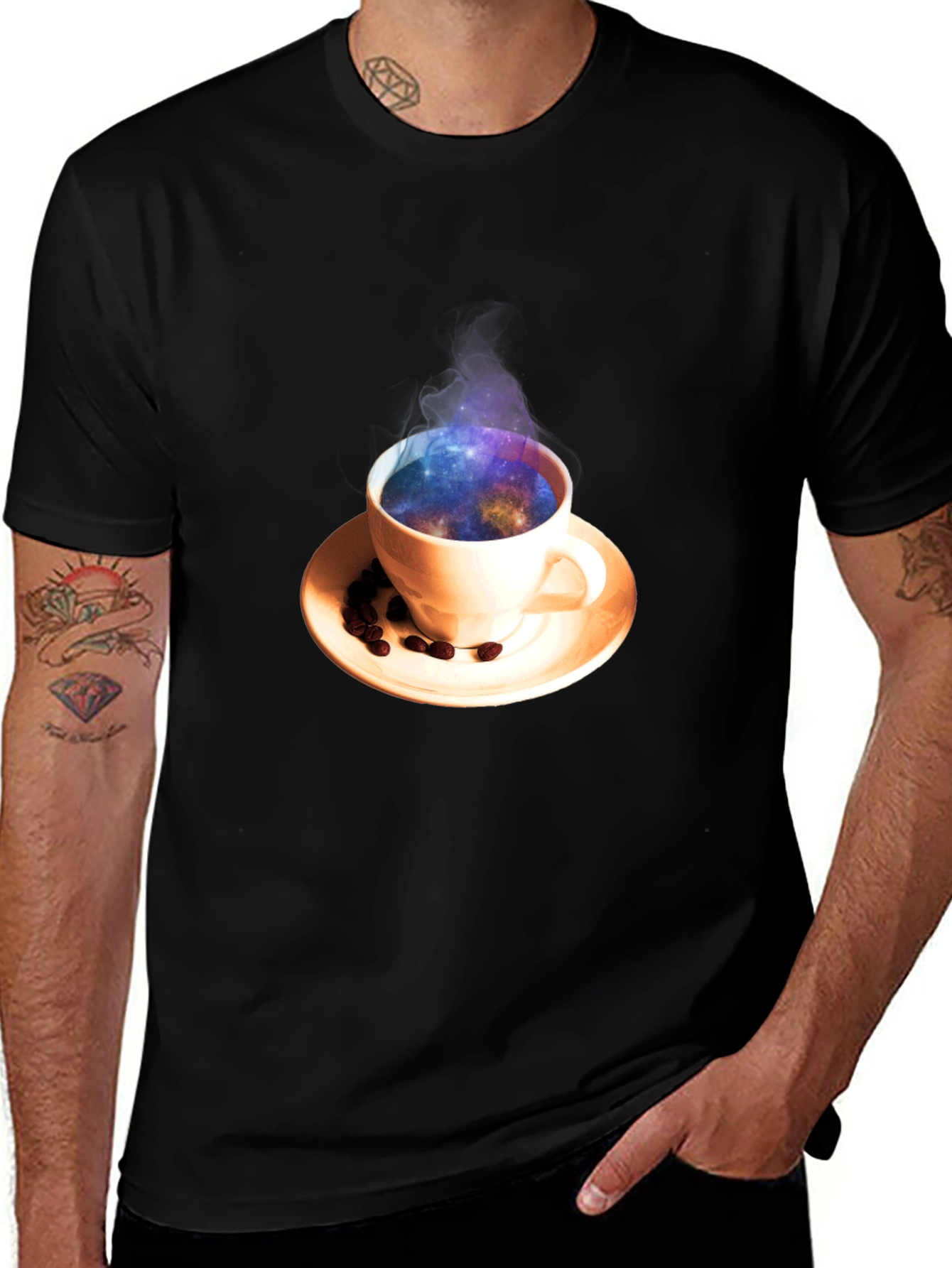 Variant 2 of Cosmic Coffee T-Shirt - Black
