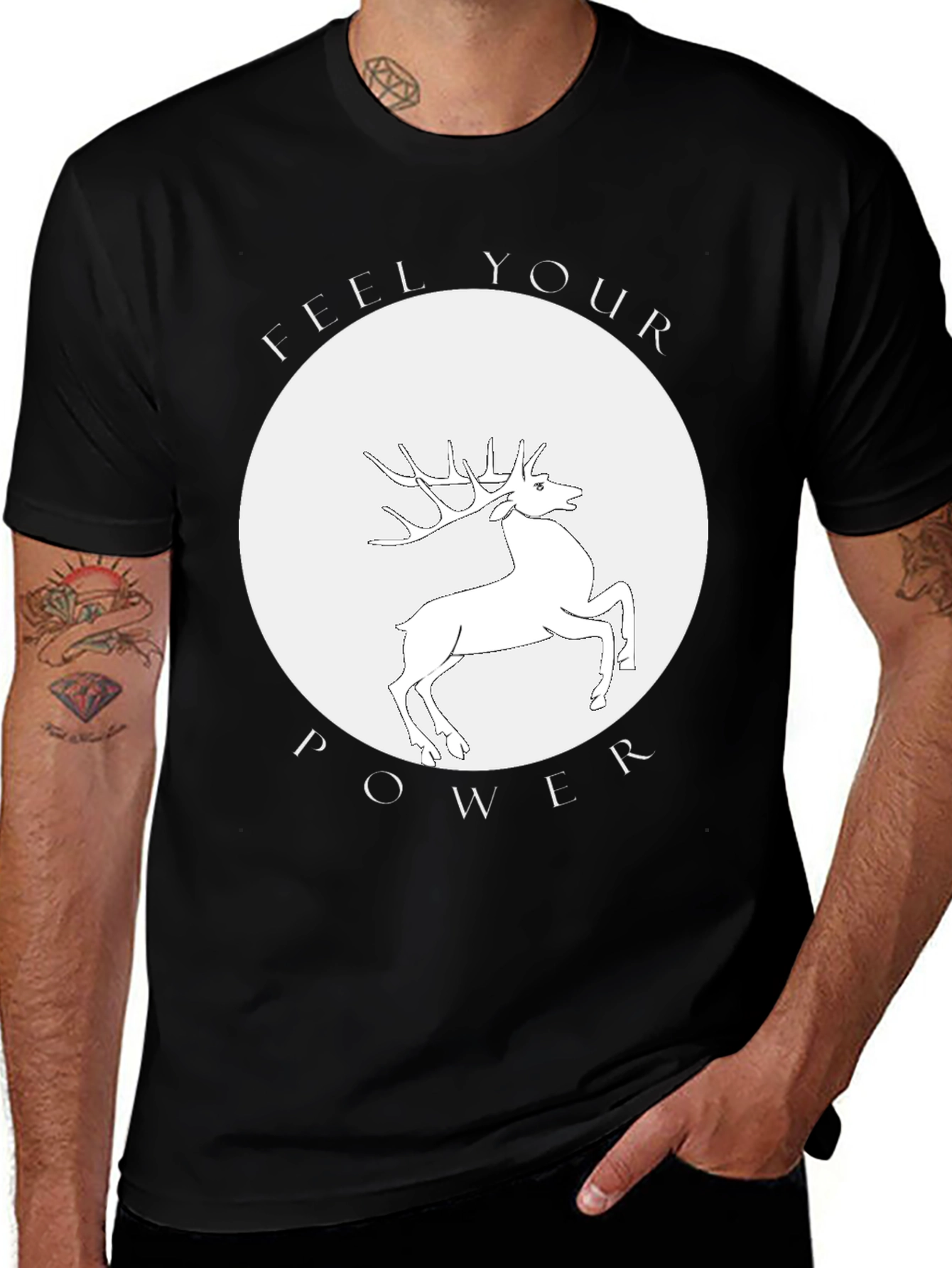 Variant 12 of Feel Your Power Stag Graphic Tee - Unisex