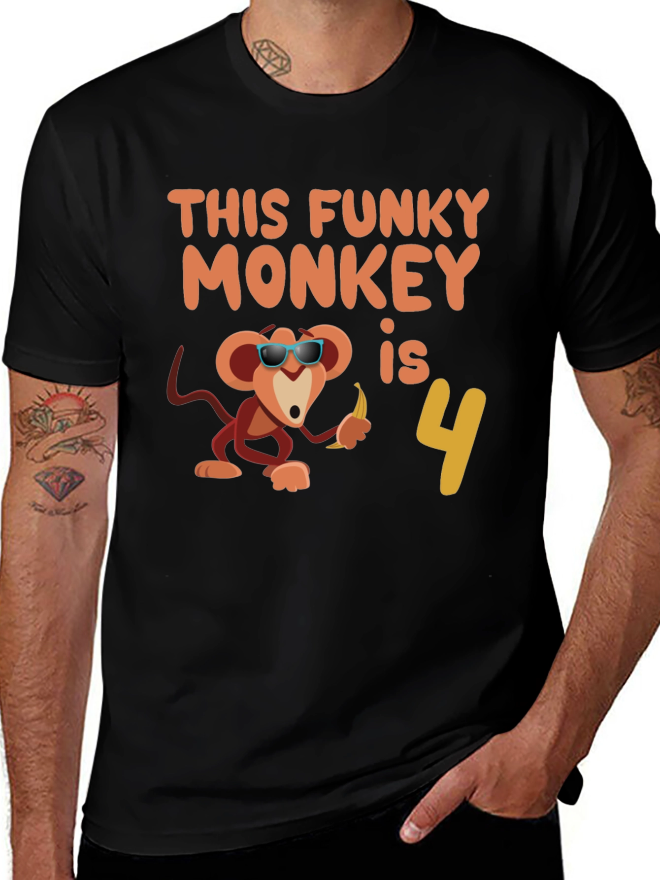 Variant 17 of Funky Monkey Birthday T-Shirt: 4th Birthday Apparel