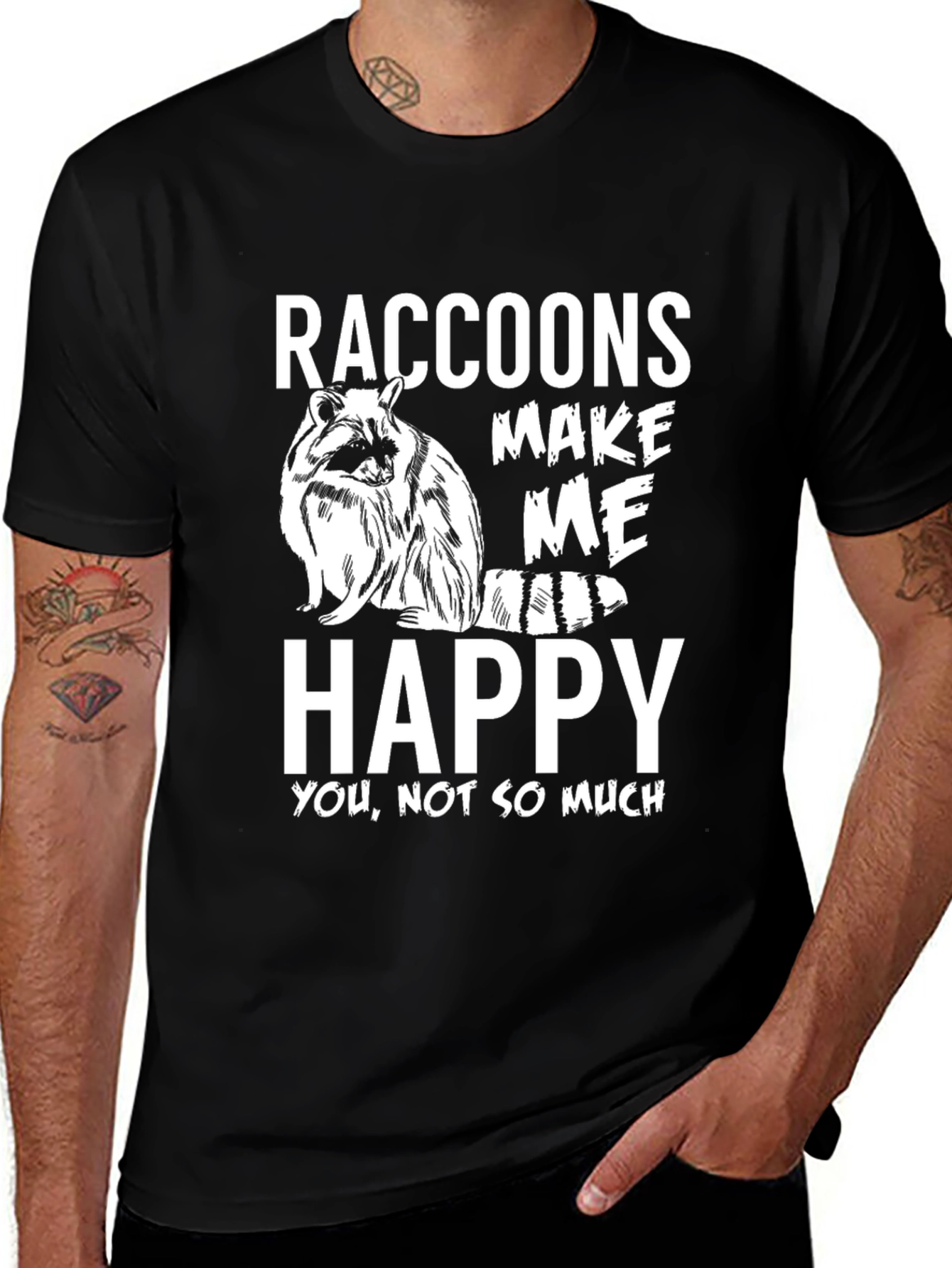 Variant 3 of Raccoons Make Me Happy T-Shirt - Funny Graphic Tee