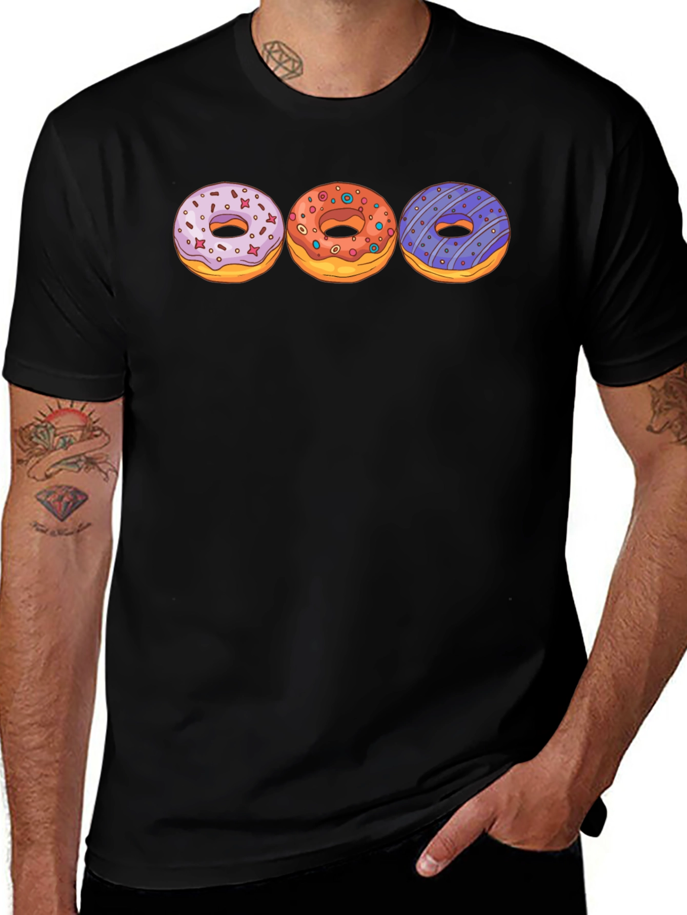 Variant 6 of Donut T-Shirt - Black Cotton Graphic Tee