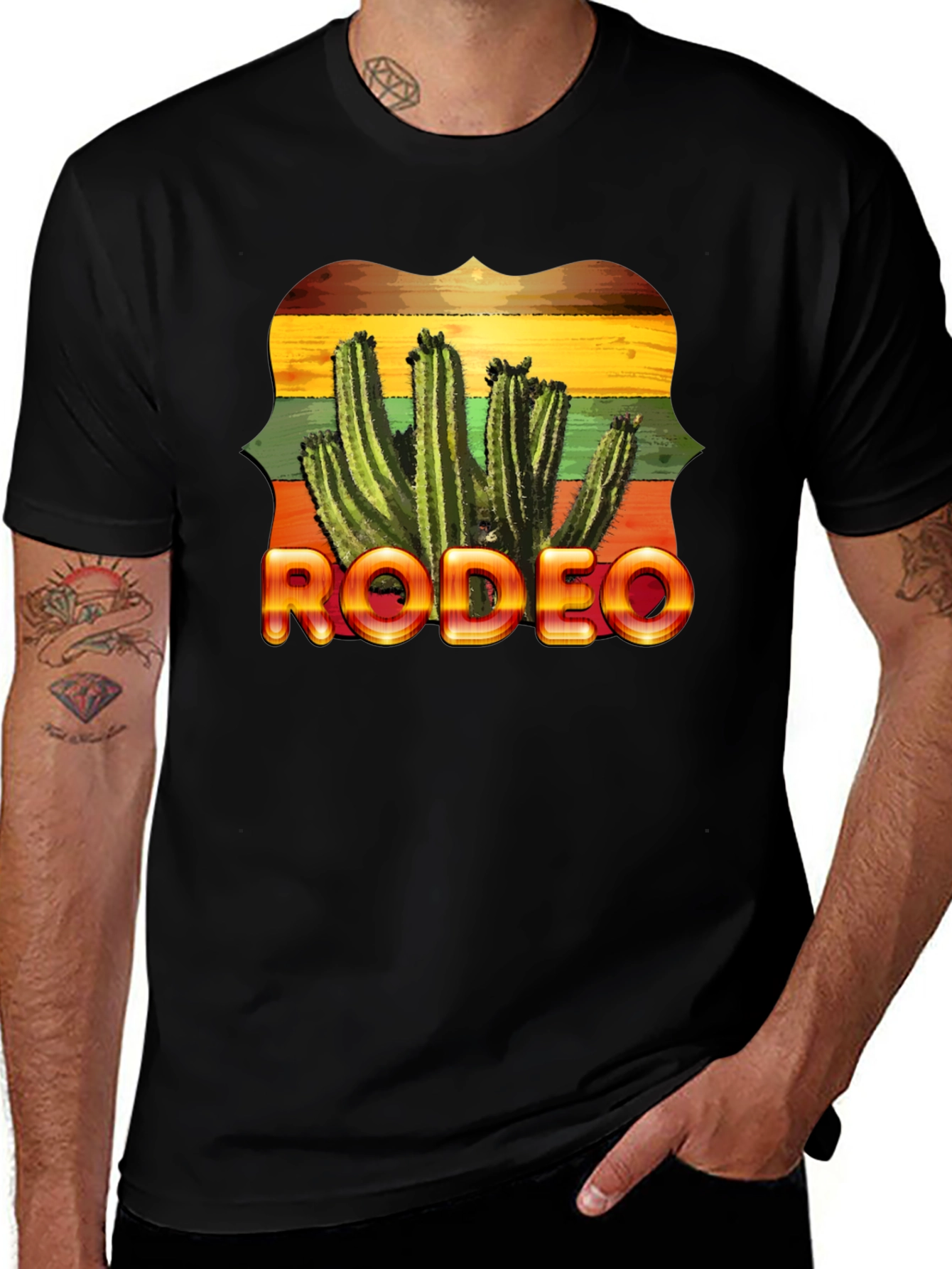 Variant 13 of Rodeo Cactus Graphic Tee - Western Style
