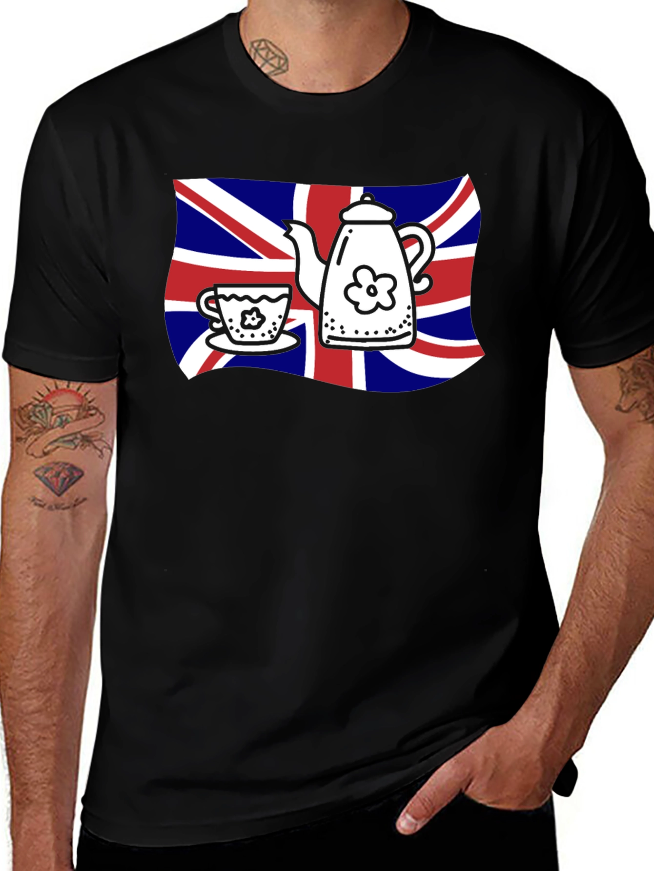 British Tea Time T-Shirt - Union Jack Teapot