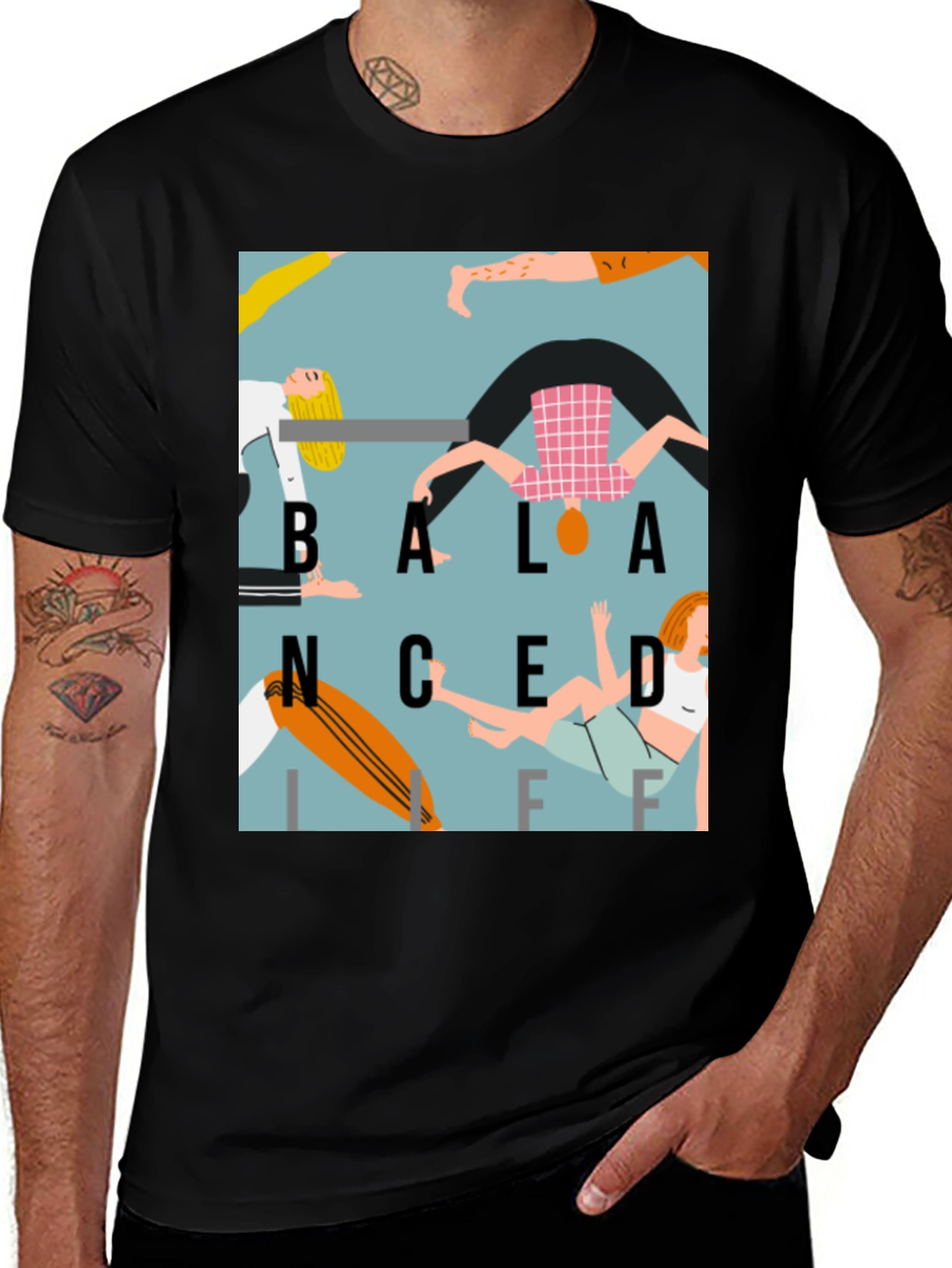 Balanced Life Graphic Print T-Shirt - Black