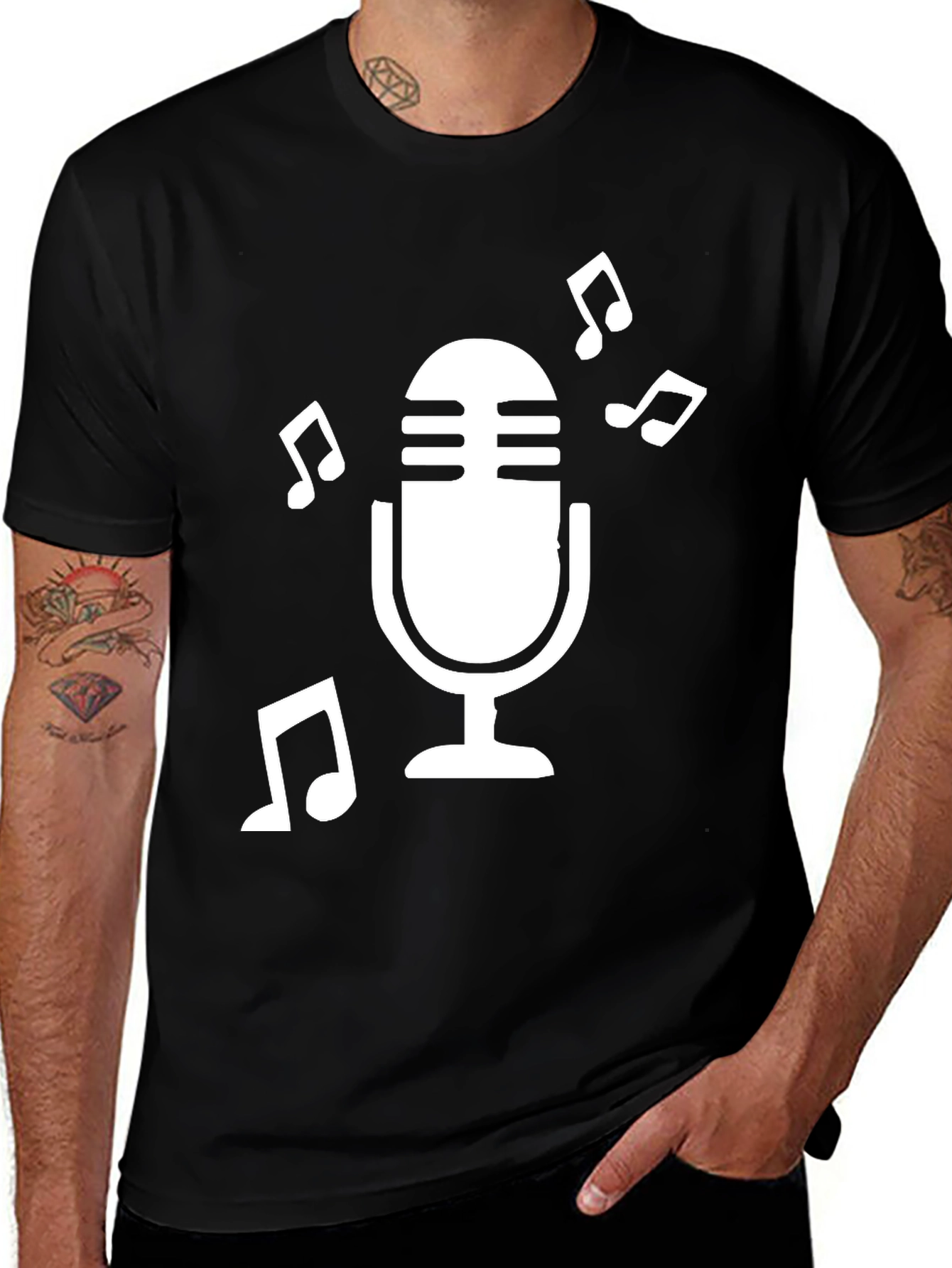 Variant 25 of Retro Mic Graphic T-Shirt - Black