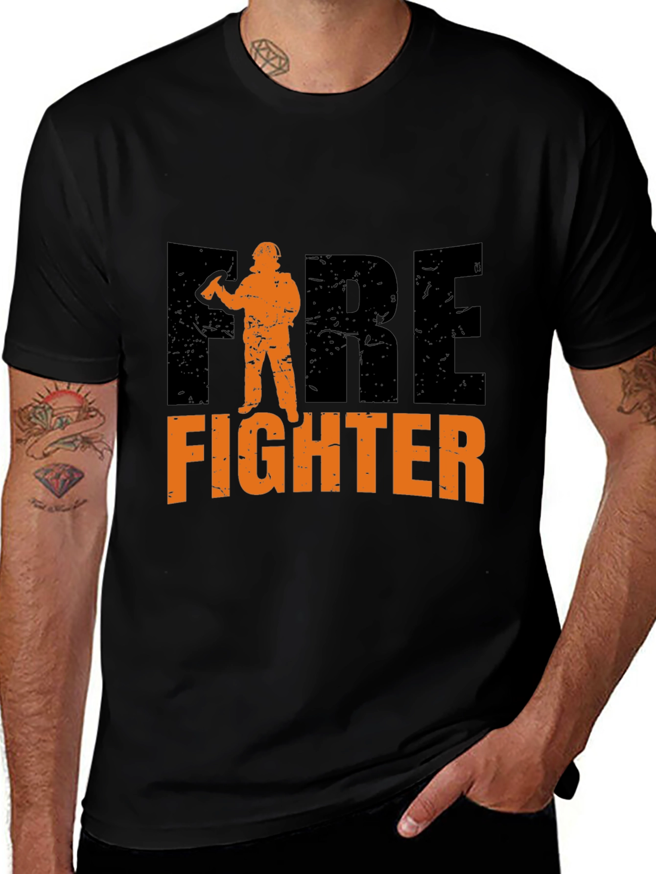 Firefighter Graphic T-Shirt - Black Cotton Tee