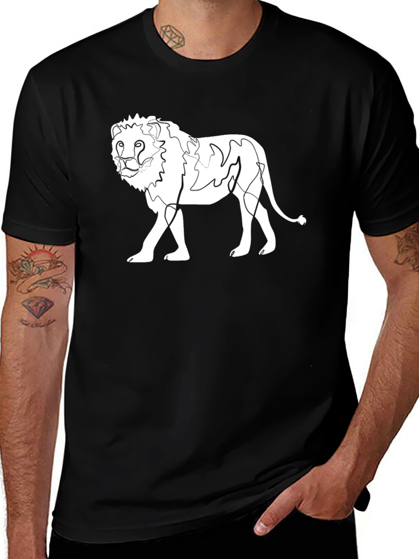 Variant 22 of Lion Graphic Tee - Black Cotton T-Shirt