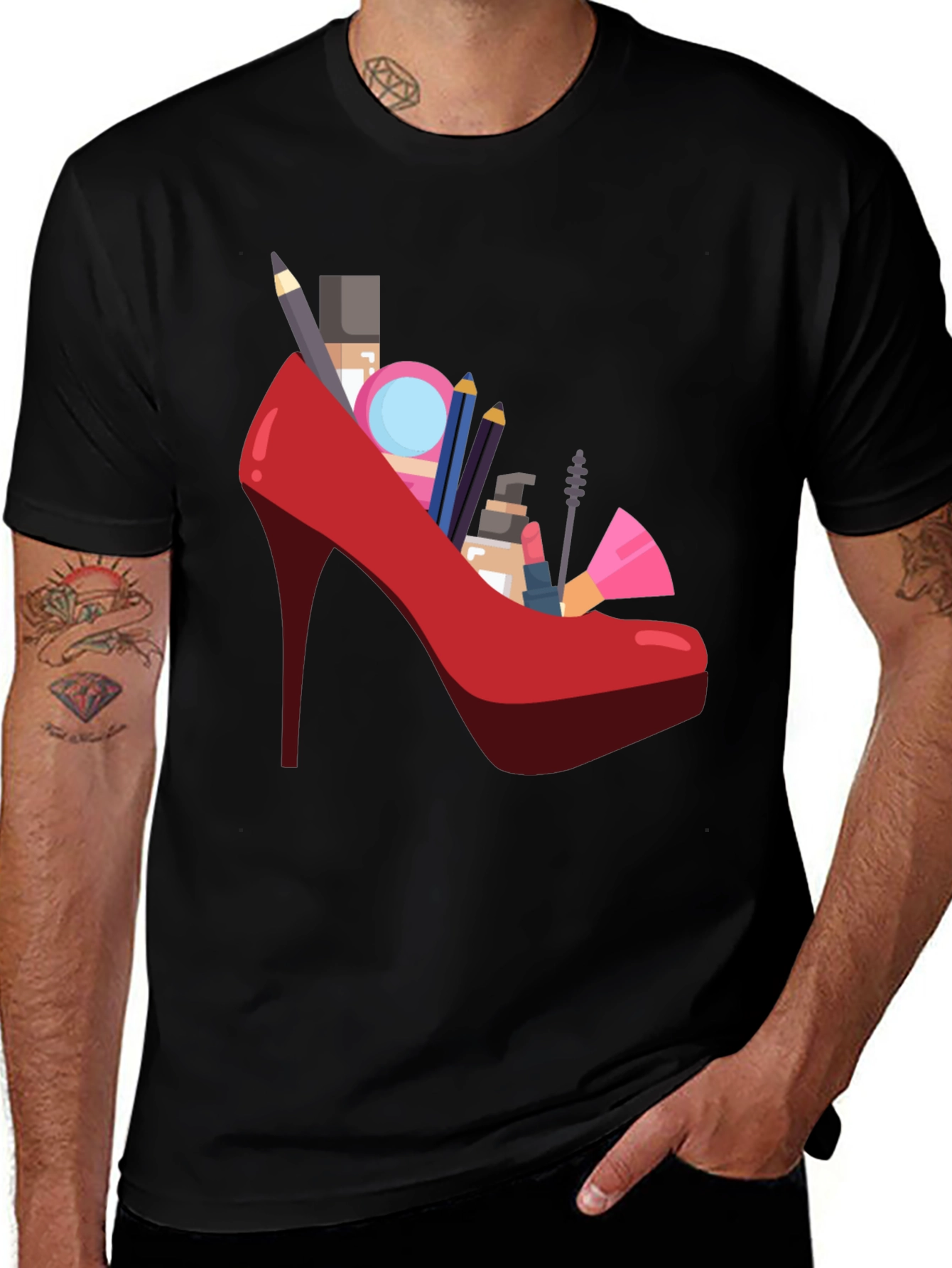 Variant 15 of Makeup High Heel Black T-Shirt - Fashion Statement