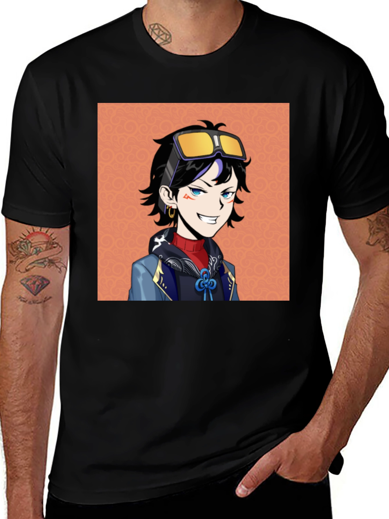 Variant 11 of Anime Character Graphic Tee - Black Cotton T-Shirt